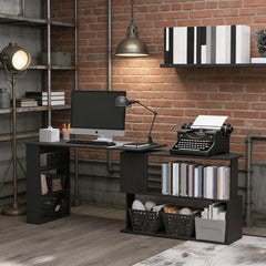 Spacious Writing Table Workstation,L Shaped Corner Computer Desk,360° Rotating Home Office Desk