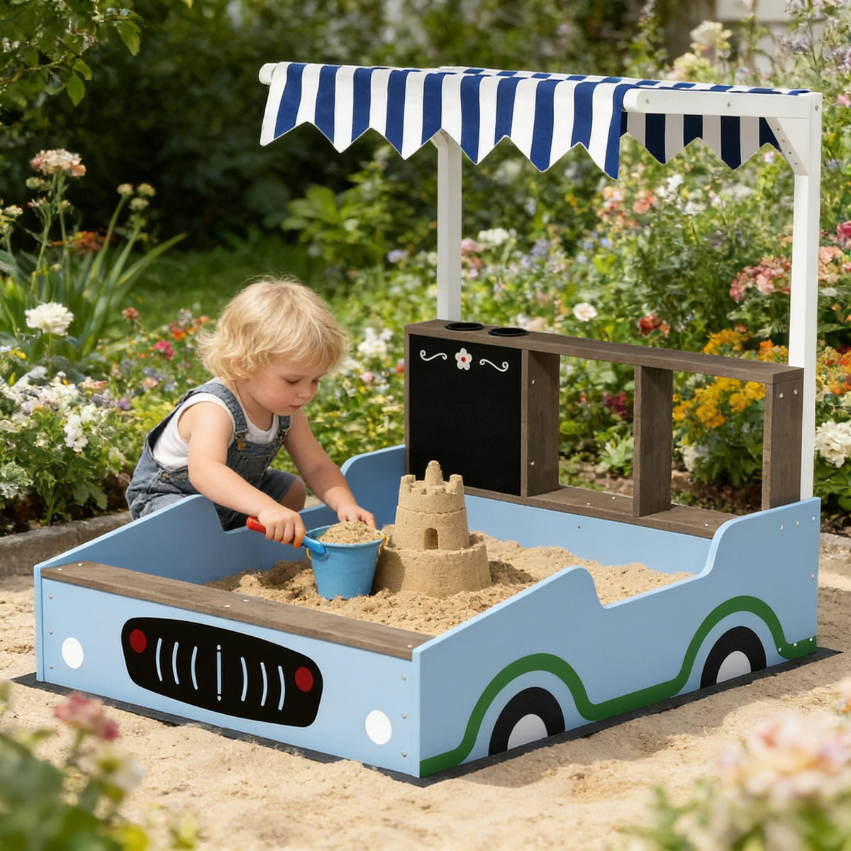 Kids Wooden Sandbox,Children Sand Play Station Outdoor