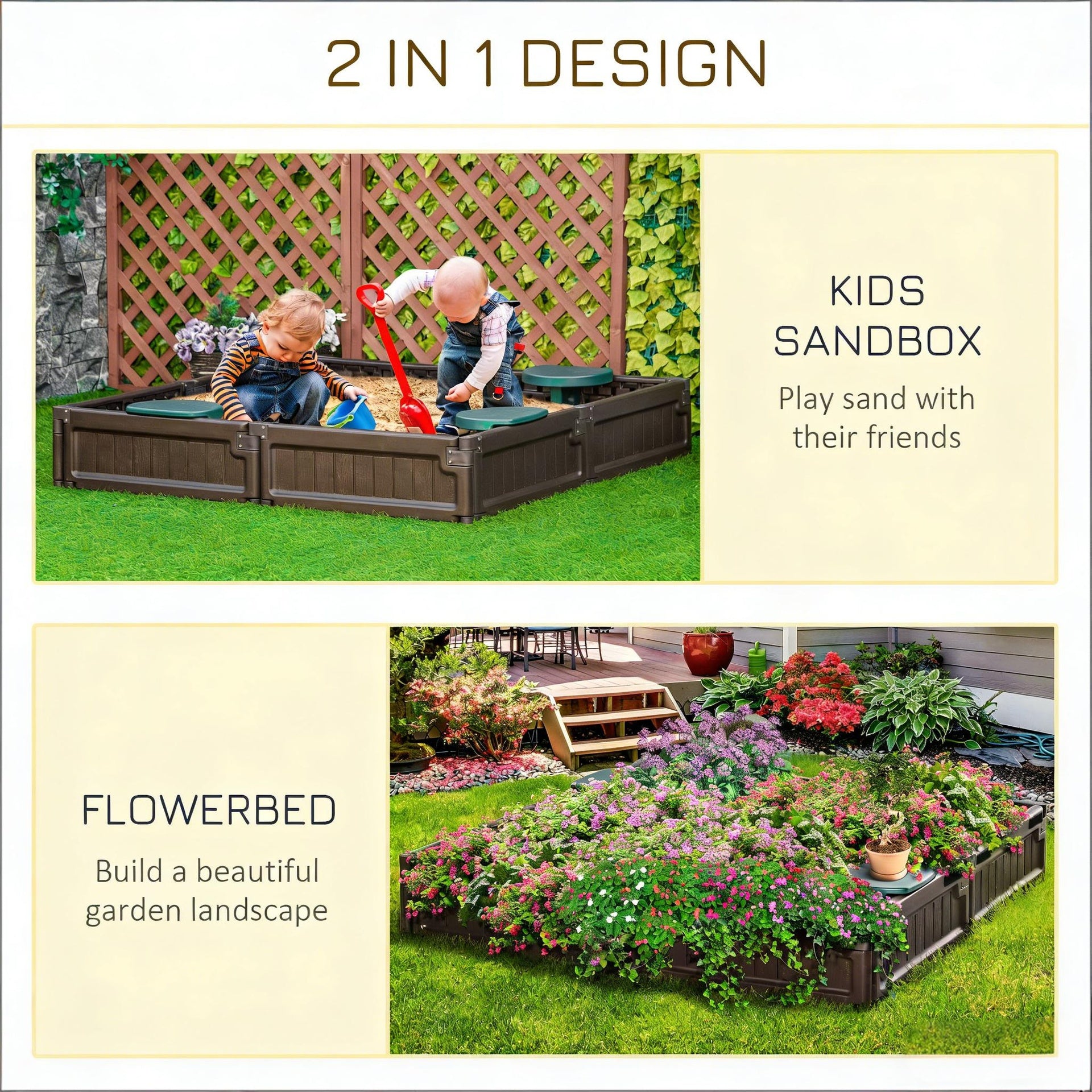 Easy Assembly Kids Outdoor Sandbox