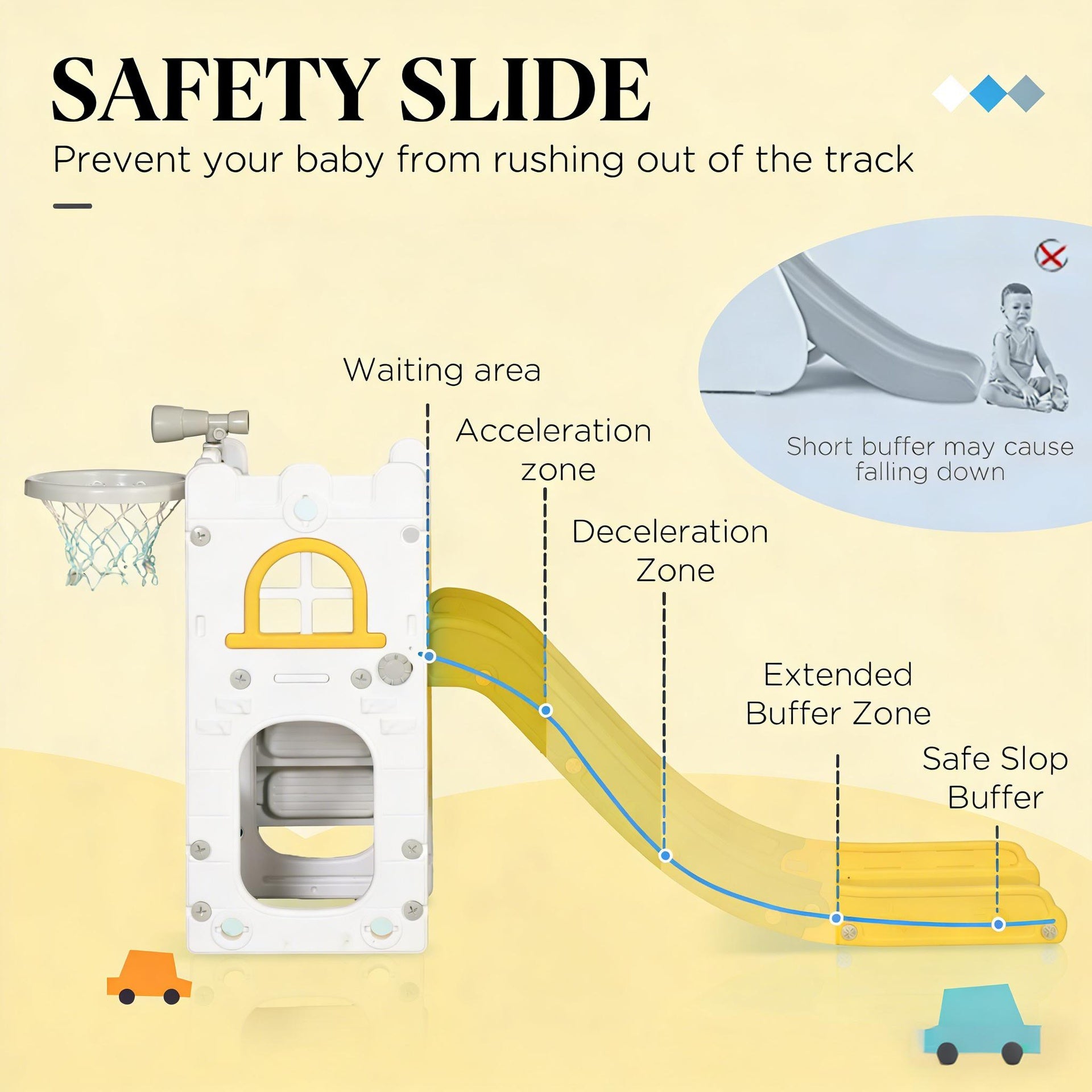 Kids Slide,Toddler Slide with Basketball Hoop