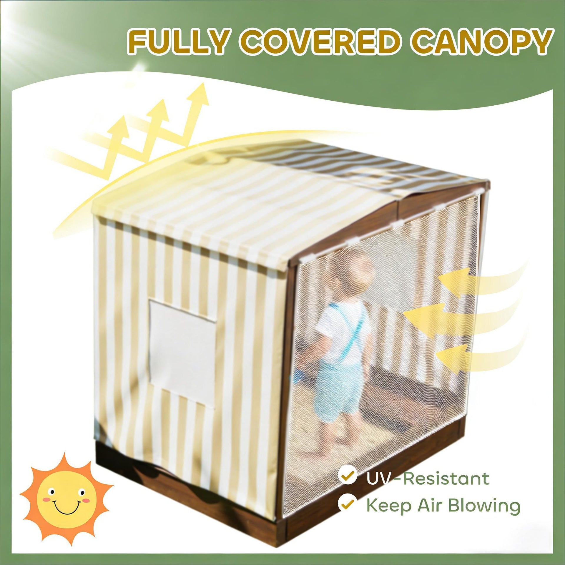 Sandbox with Canopy Covered,Kids Wooden Sandbox