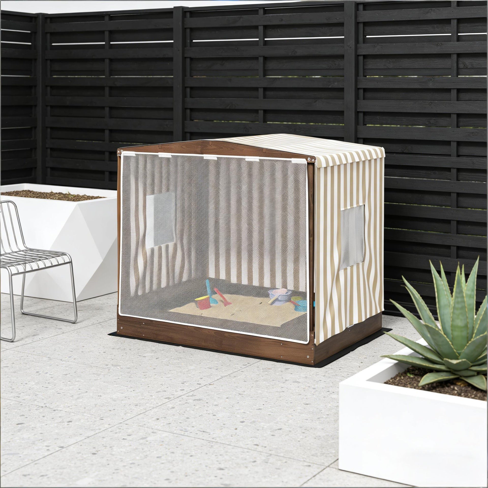 Sandbox with Canopy Covered,Kids Wooden Sandbox
