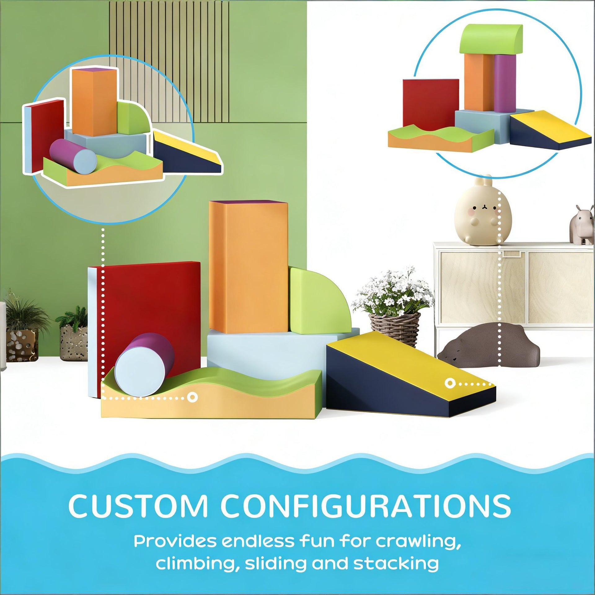 7 Piece Soft Foam Toys,Climb and Crawl Activity Play Set