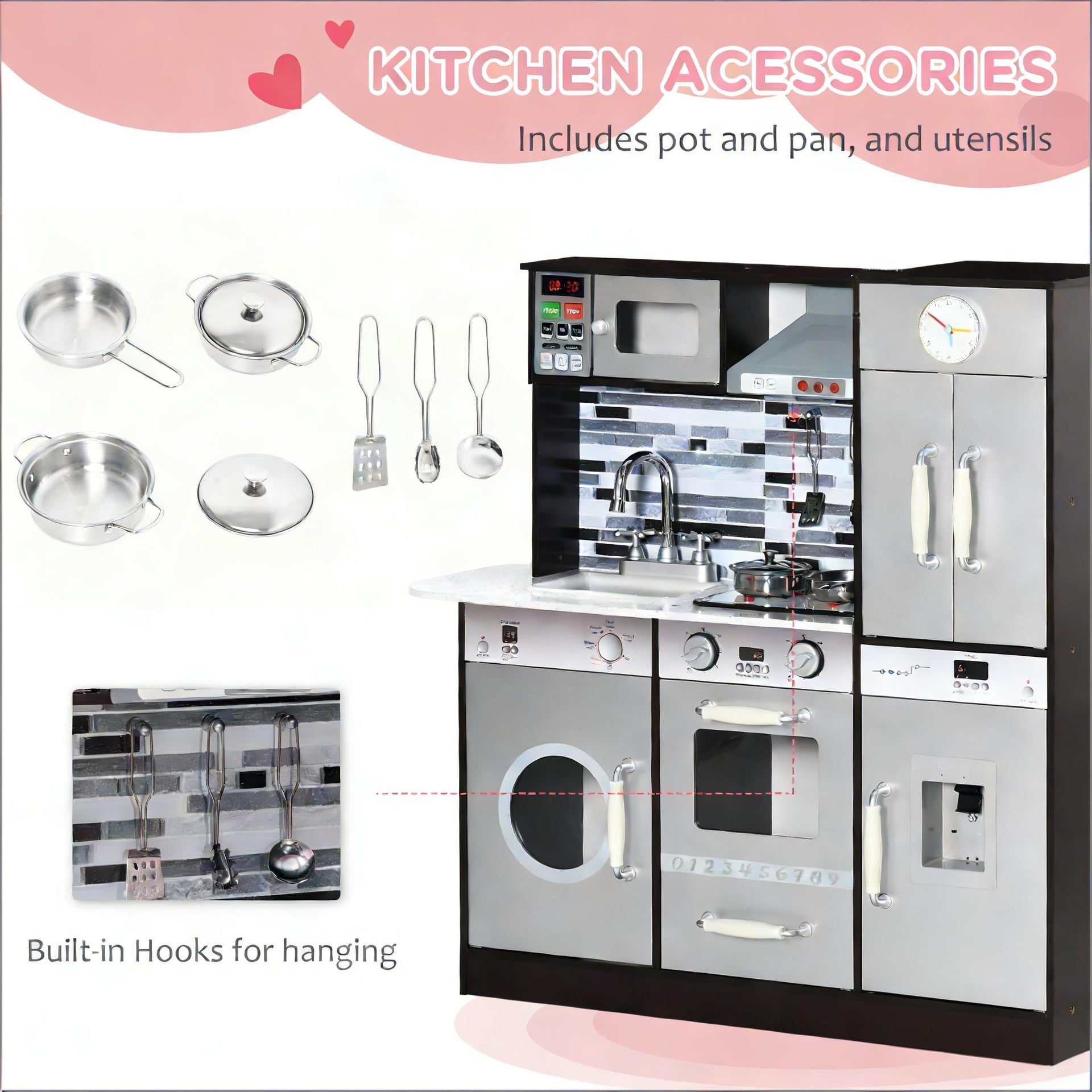 Kitchen Playset,Wooden Play Kitchen