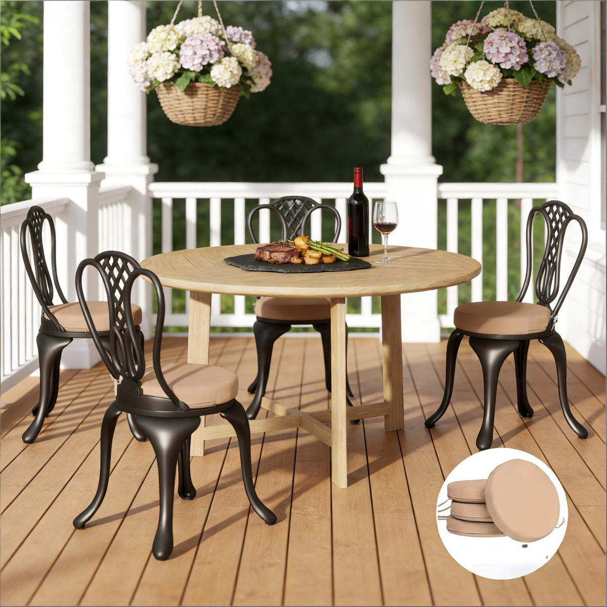 Set of 4 Round Seat Cushions,Chair Cushions