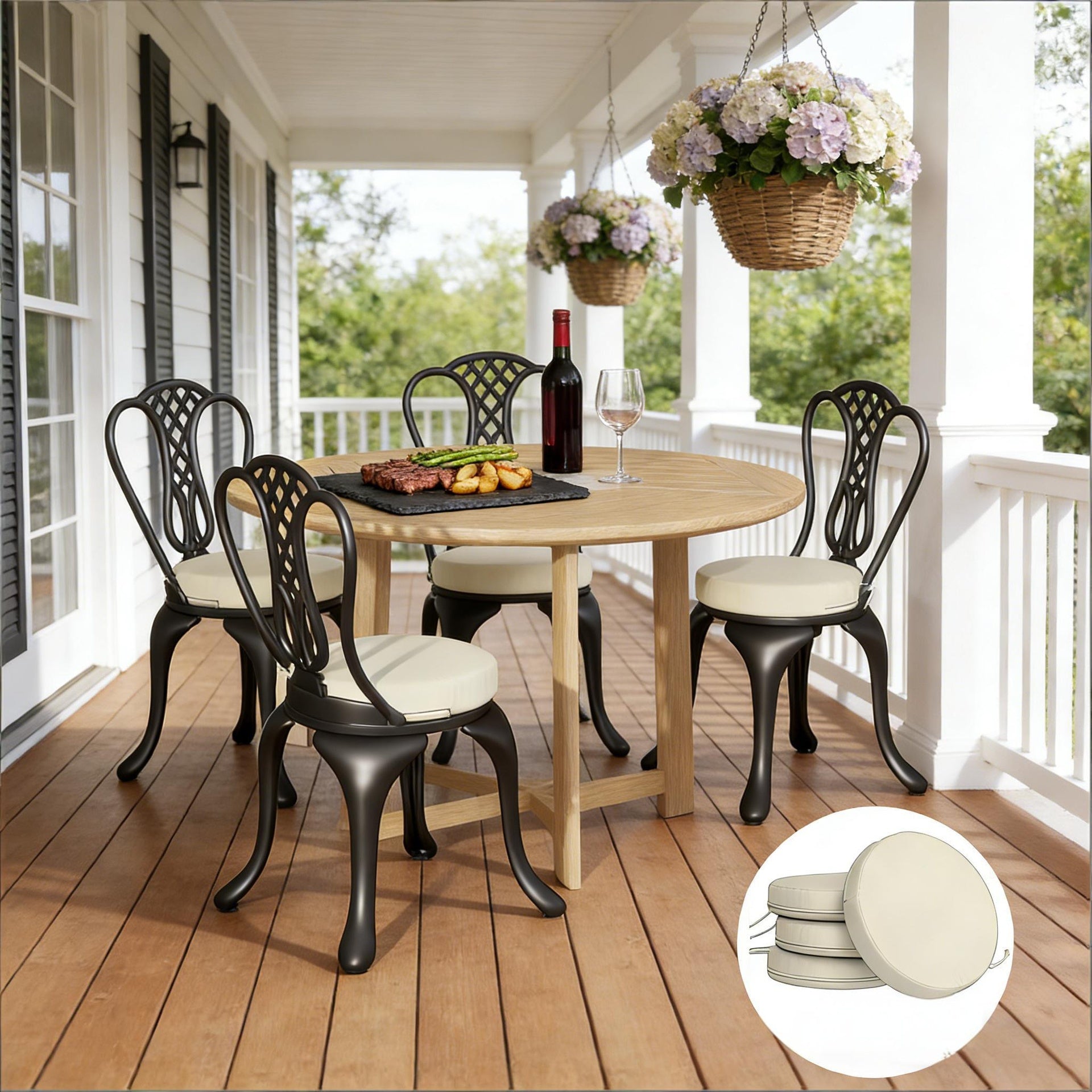 Dining Chair Cushions,Set of 4 Round Seat Cushions