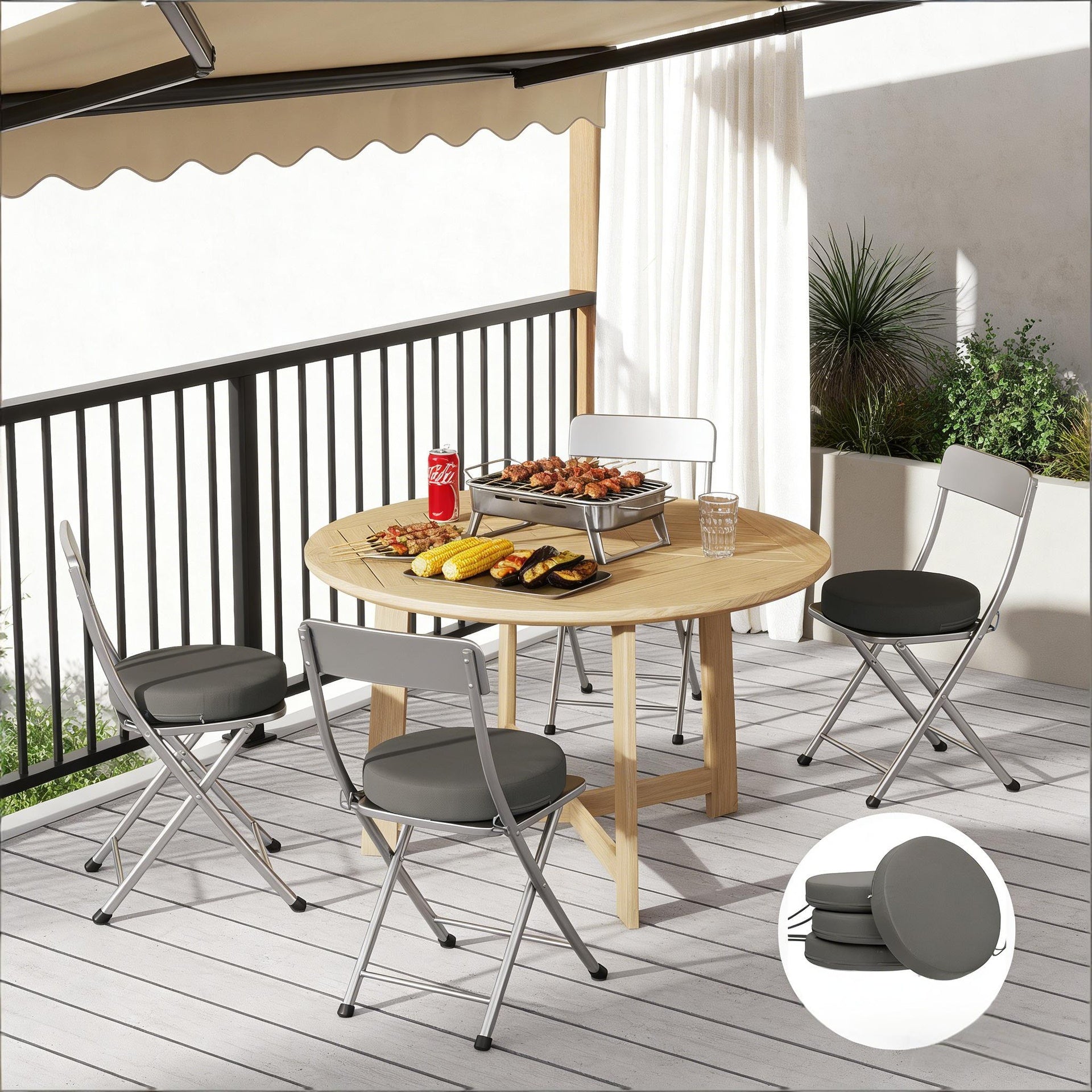 Bistro Chair Cushions,Set of 4 Round Seat Cushions