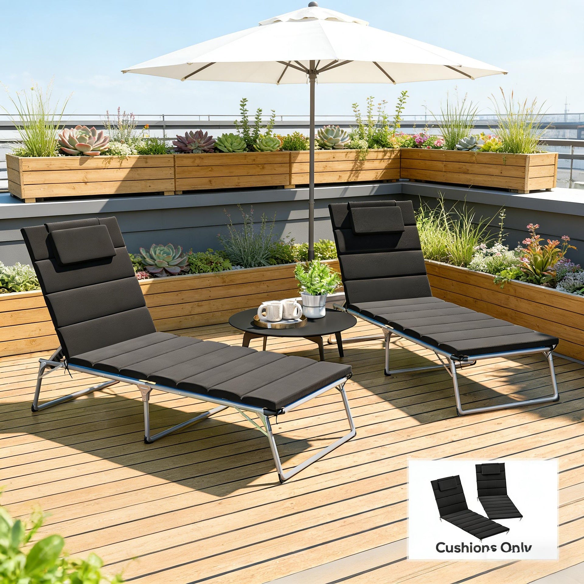 Outdoor Lounge Chair Cushion Set,Foldable Cushion Set of 2