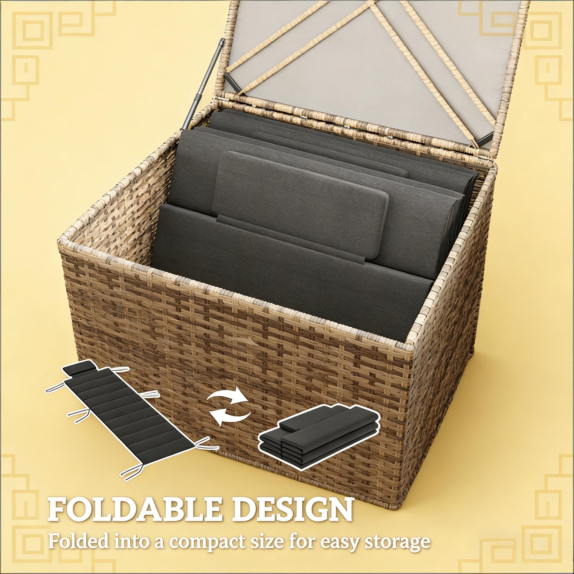 Outdoor Lounge Chair Cushion Set,Foldable Cushion Set of 2