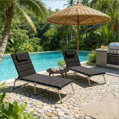 Outdoor Lounge Chair Cushion Set,Foldable Cushion Set of 2