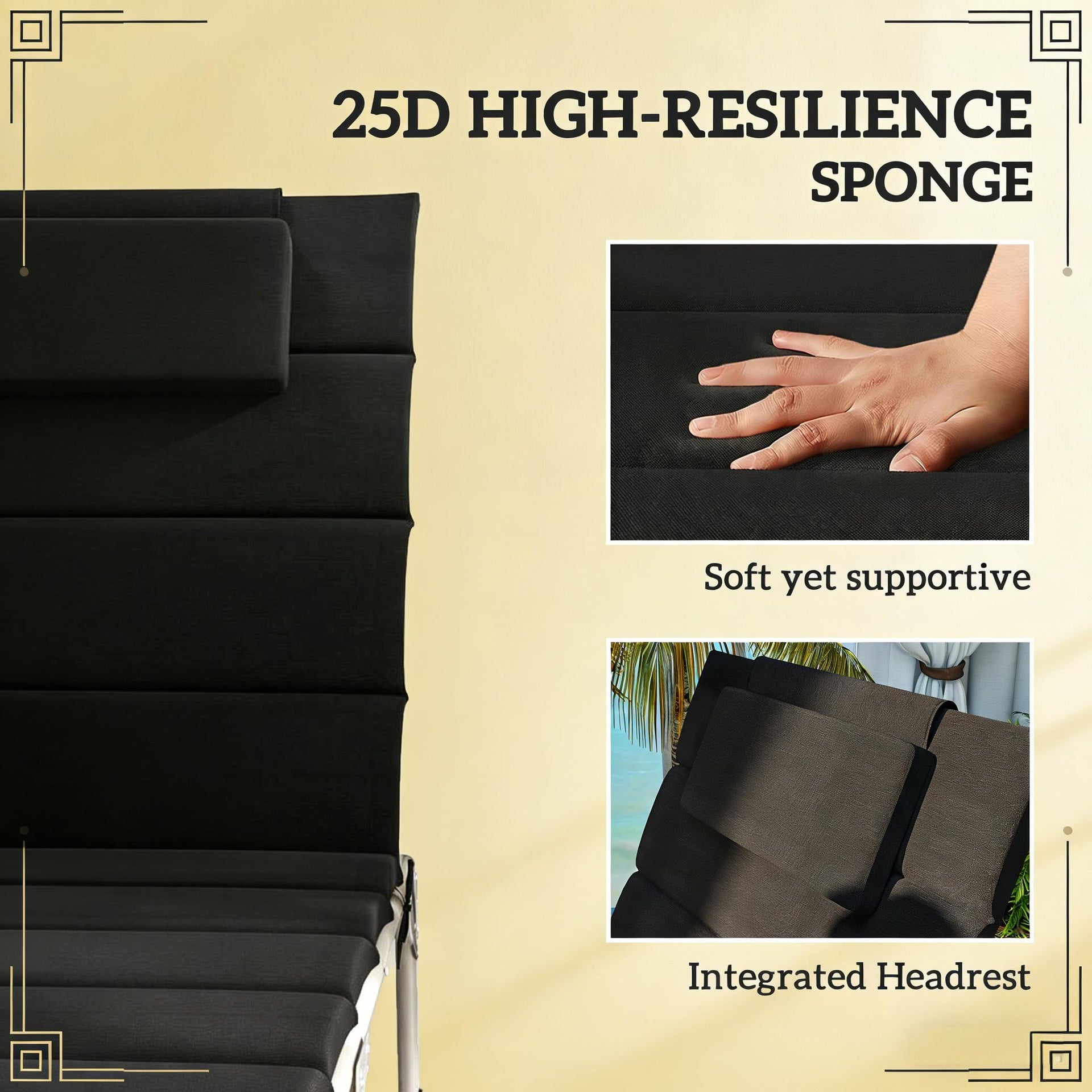 Outdoor Lounge Chair Cushion Set,Foldable Cushion Set of 2