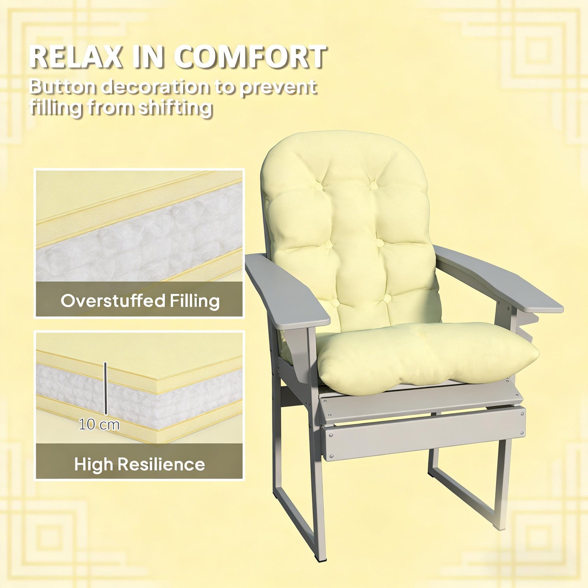 Tufted High Back Chair Cushions,Chair Cushions Set of 2