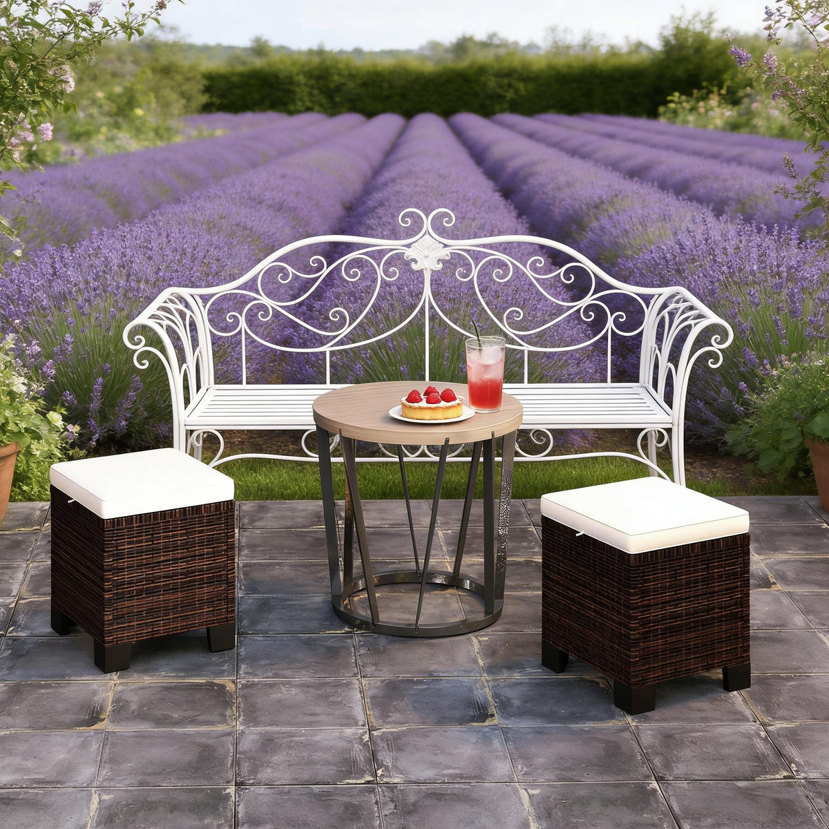 Beige Ottoman Cubes Set of 2,Outdoor Ottoman