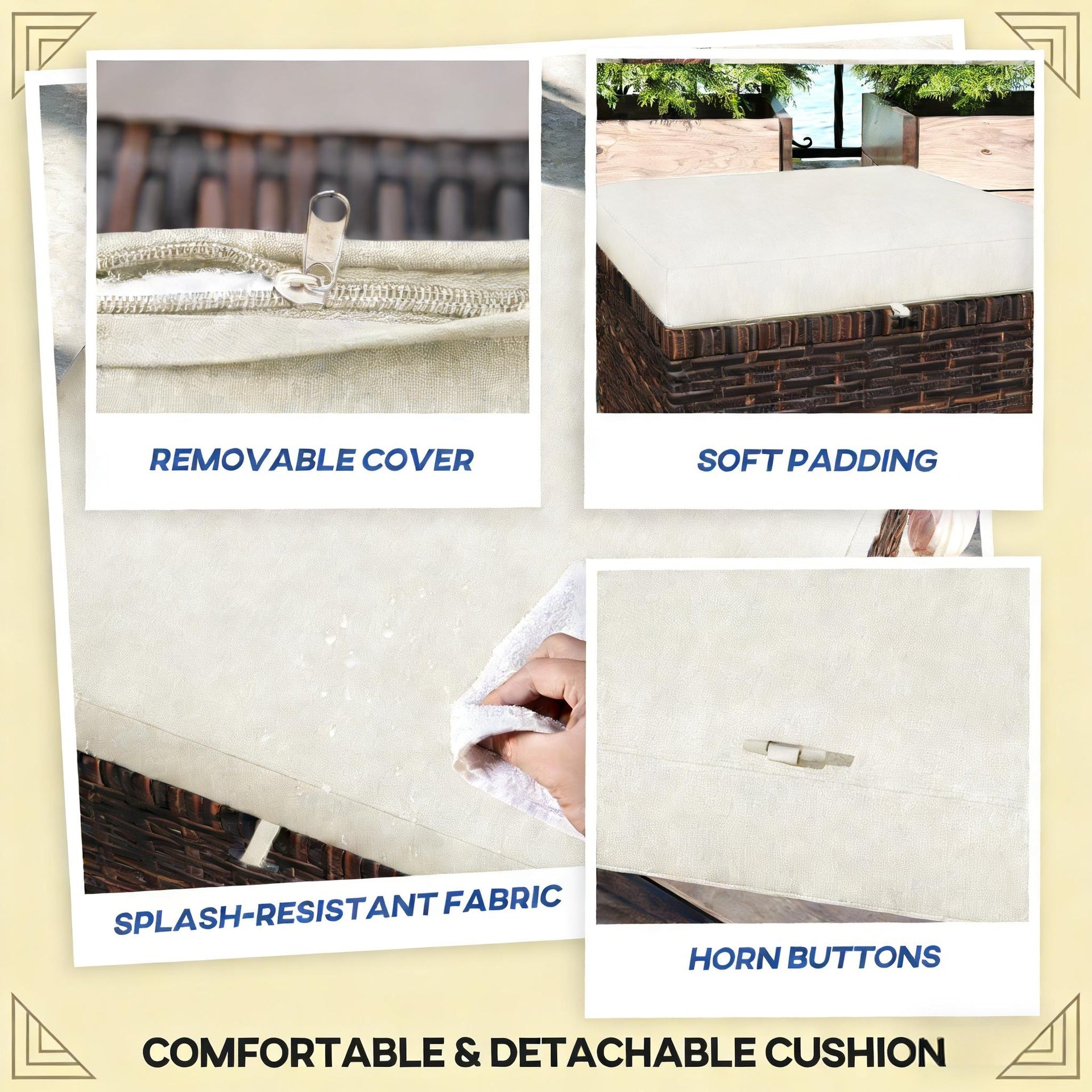 Beige Ottoman Cubes Set of 2,Outdoor Ottoman