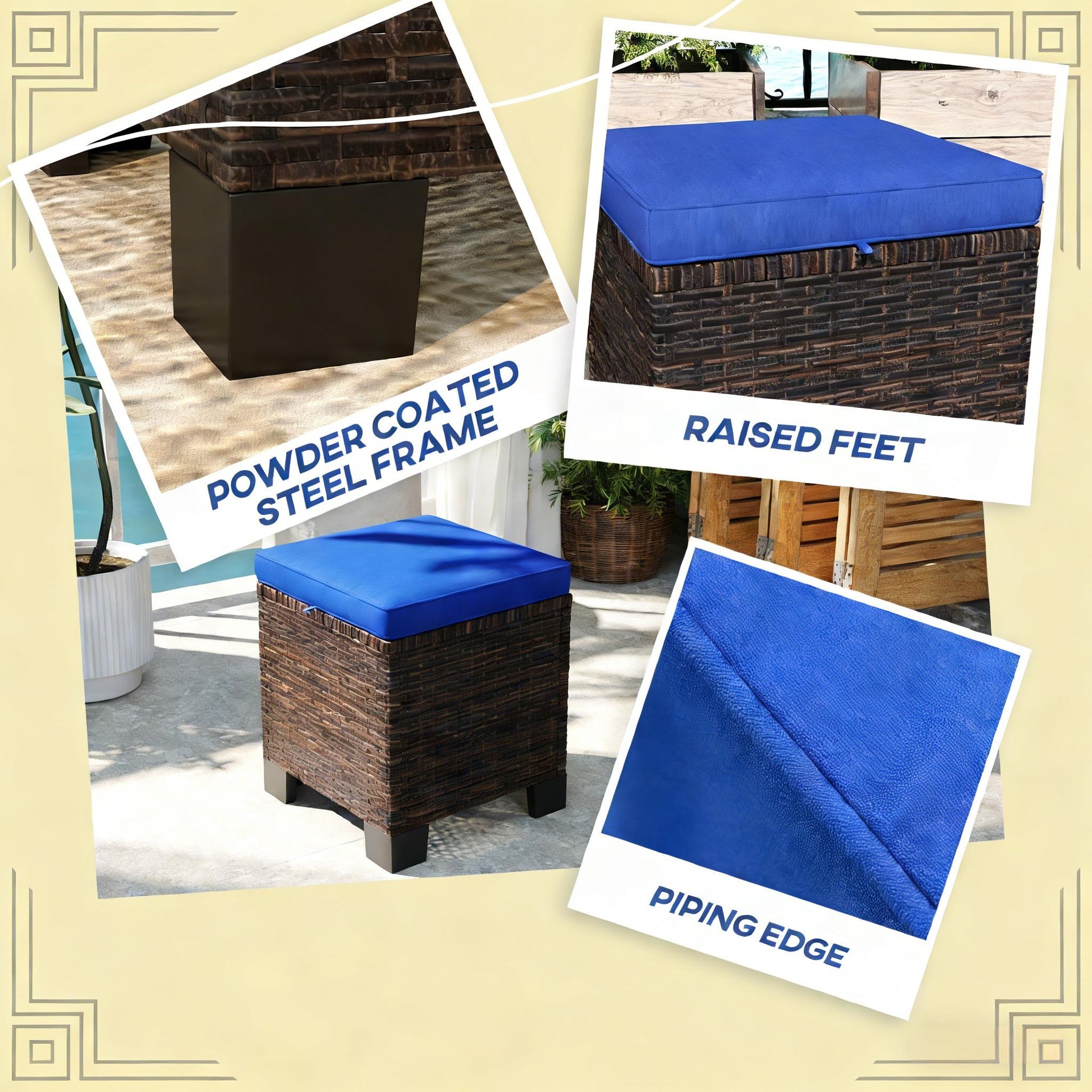 Outdoor Ottoman,Ottoman Cubes Set of 2