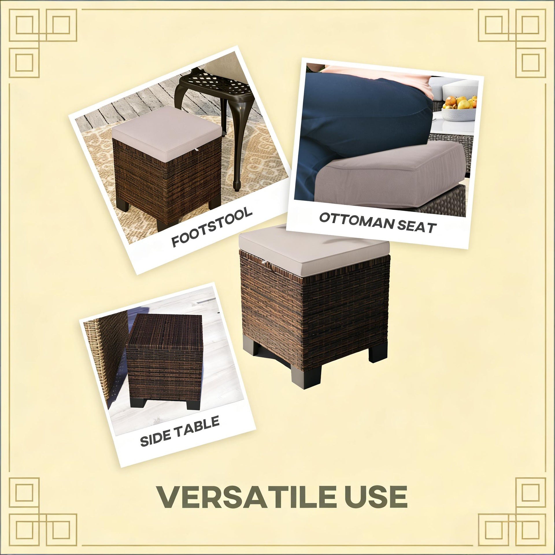 Patio Ottoman,Outdoor Ottoman Cubes Set of 2