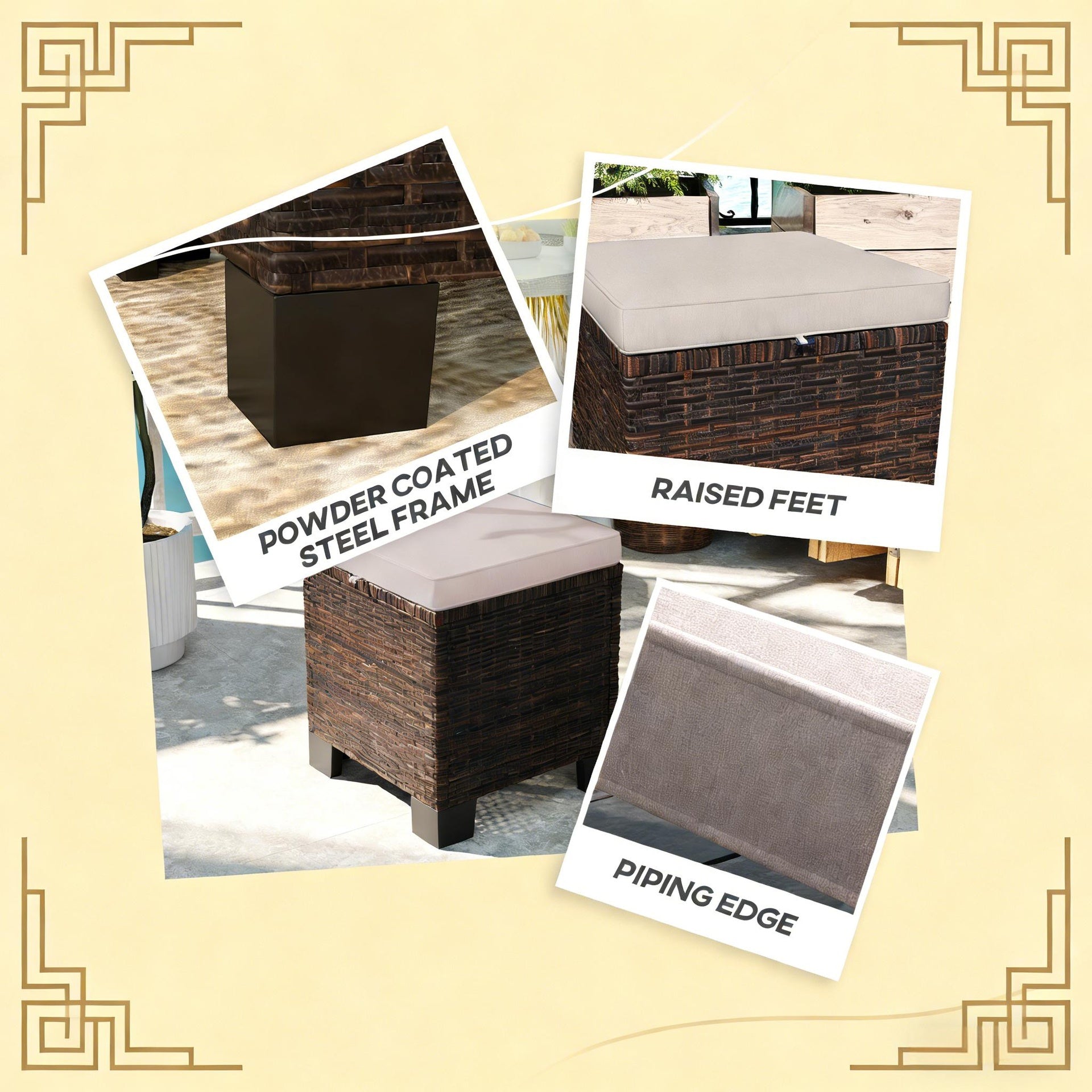 Patio Ottoman,Outdoor Ottoman Cubes Set of 2