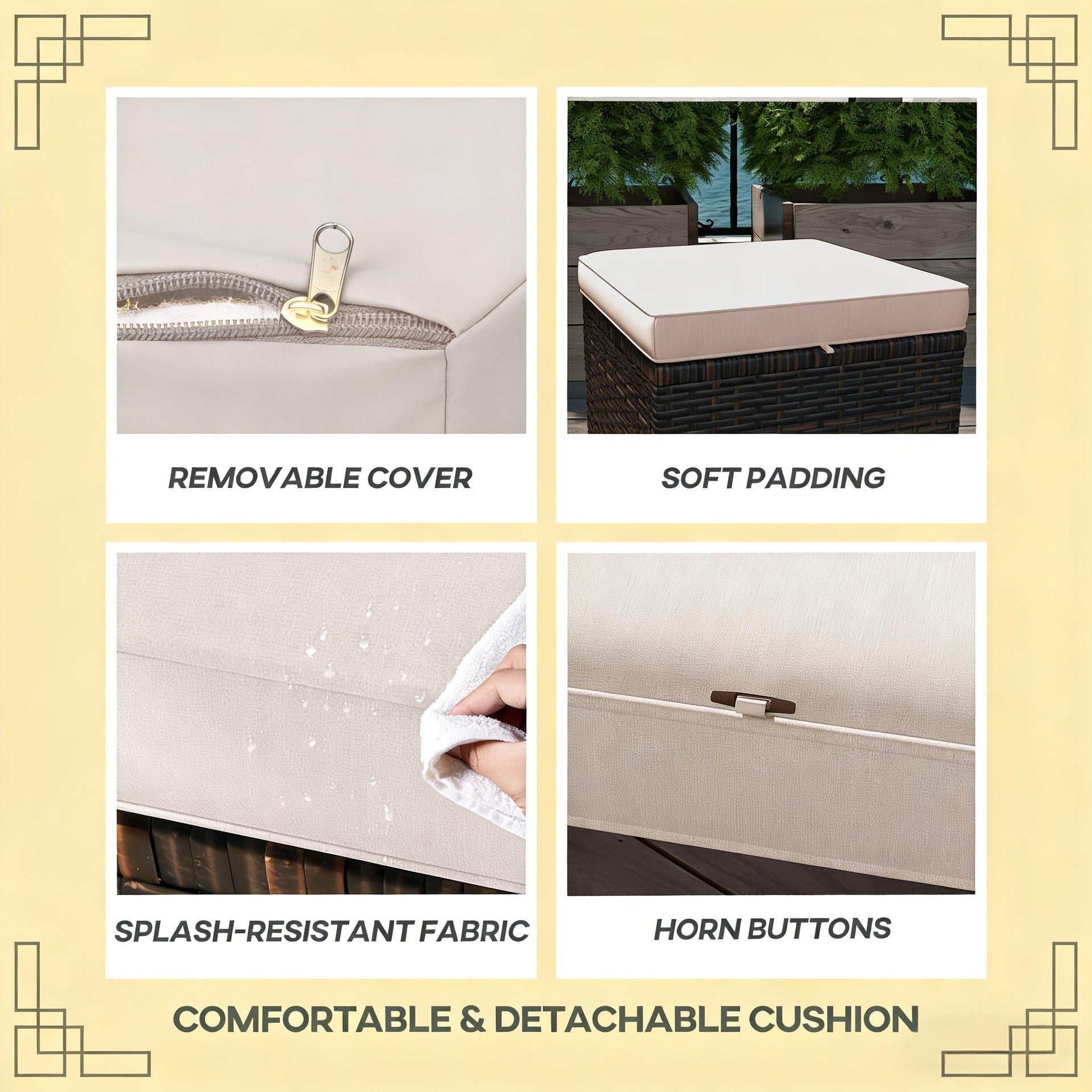Patio Ottoman,Outdoor Ottoman Cubes Set of 2