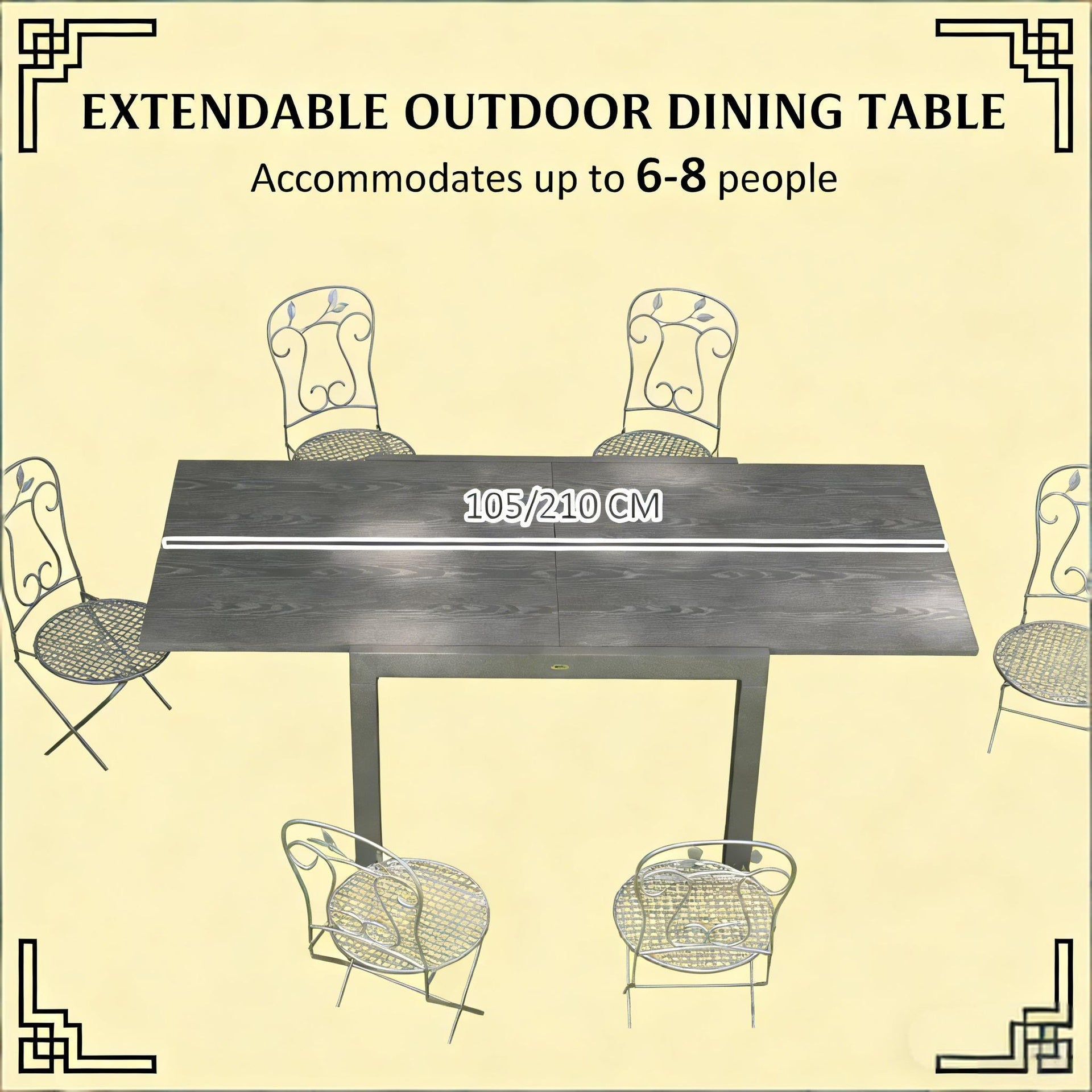 Outdoor Table,Aluminum Frame Rectangle Outdoor Table