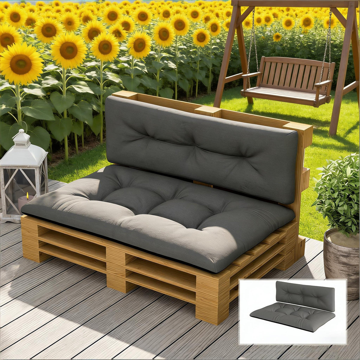 Black Tufted Replacement Cushions,Outdoor 2 Chair Pallet Cushions