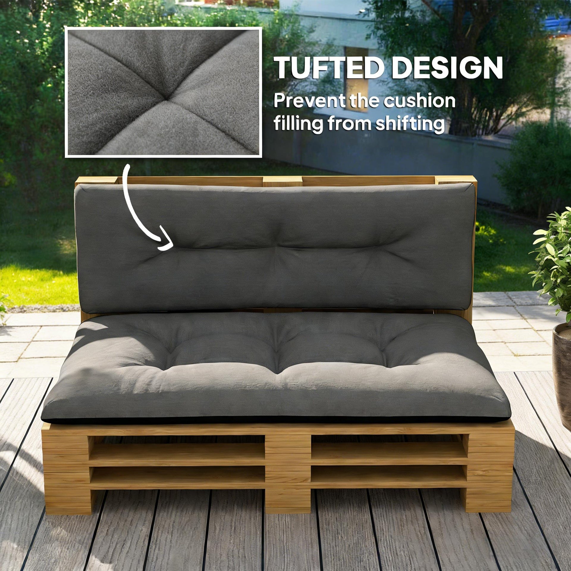 Black Tufted Replacement Cushions,Outdoor 2 Chair Pallet Cushions