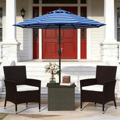Outdoor Patio Coffee Table,Wicker Side Table with Umbrella Hole