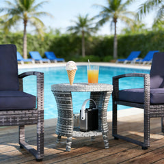 Side Table,Wicker Outdoor Coffee Table