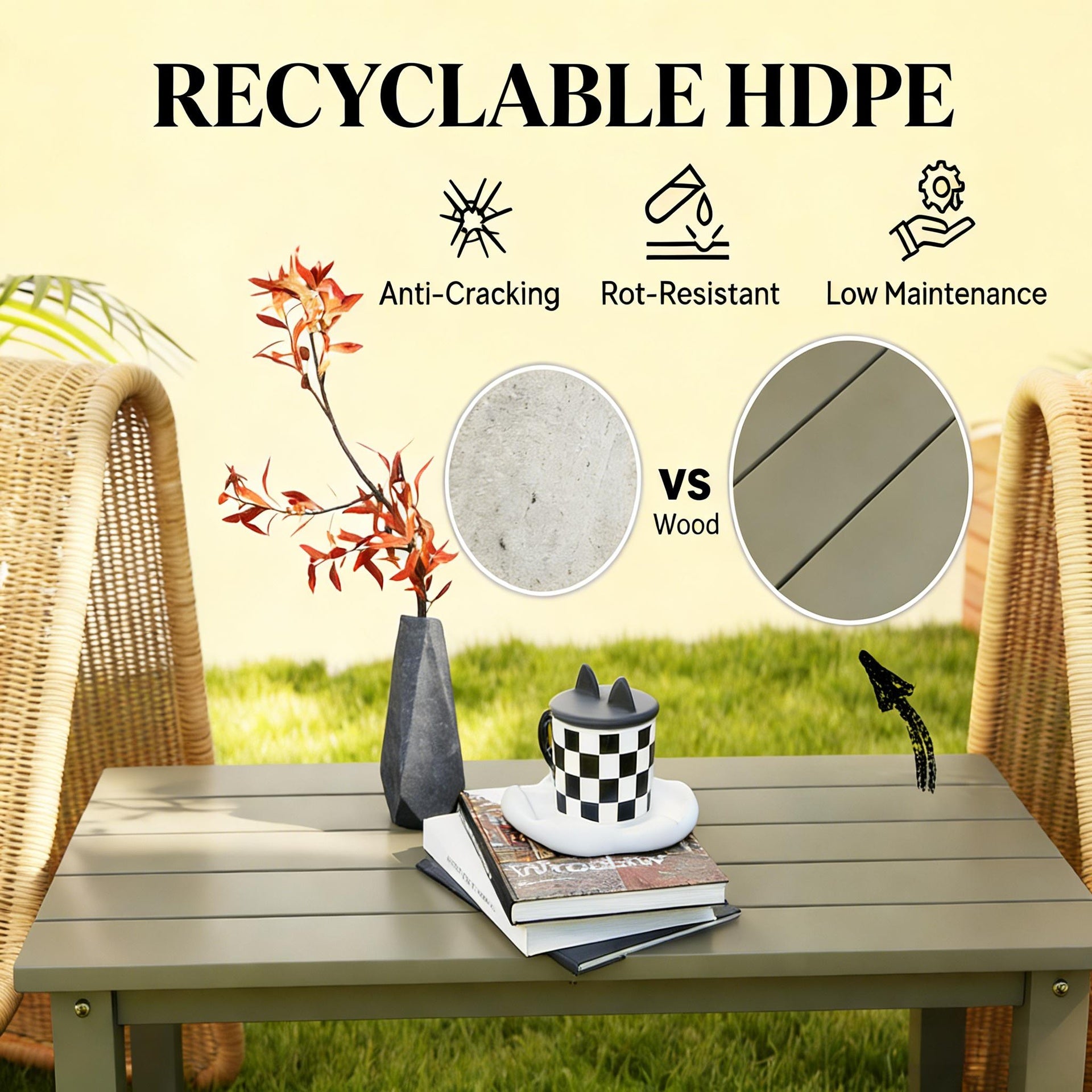 Outdoor Brown Table,Rectangle Outdoor Coffee Table