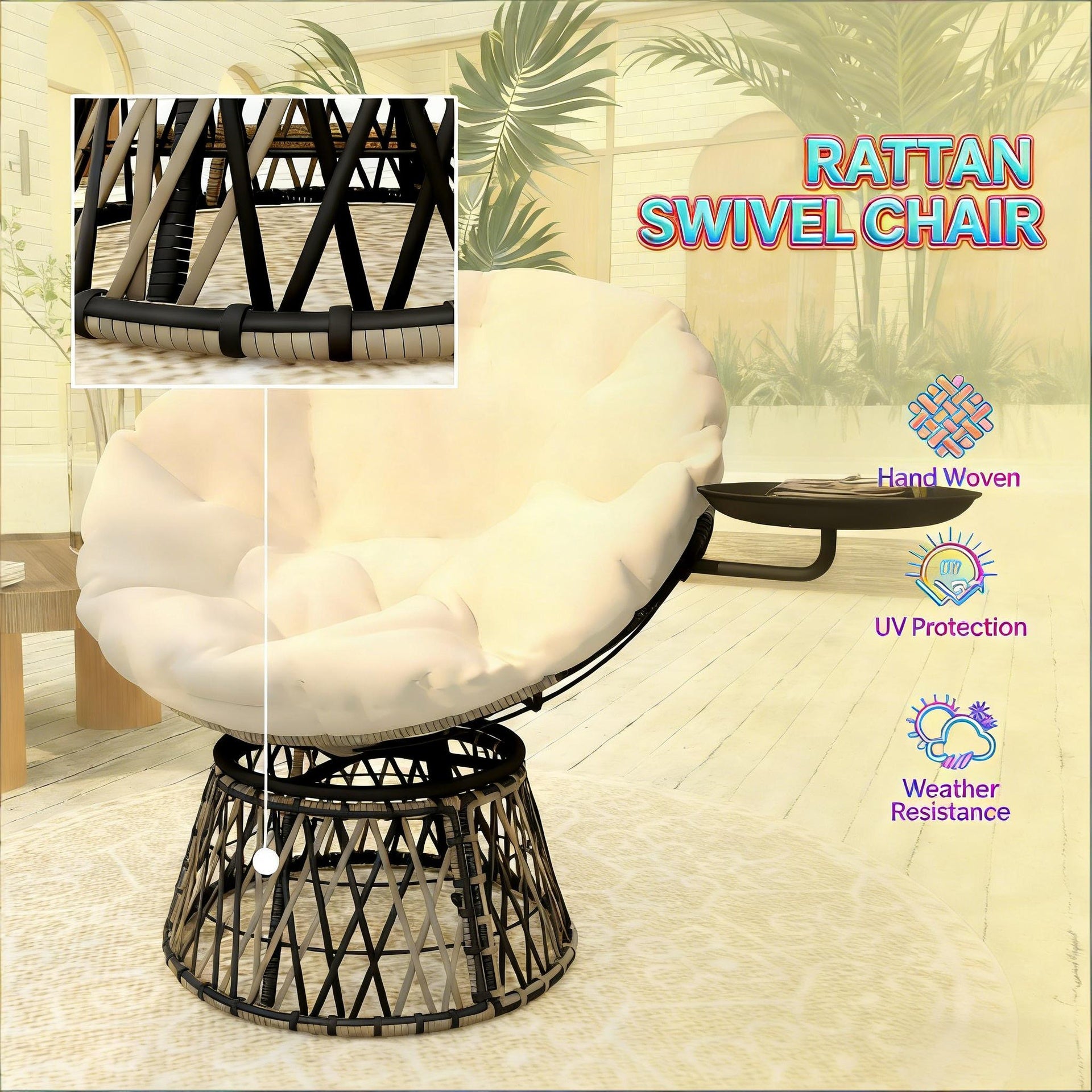 Circle Chair,Swivel Outdoor Papasan Chair