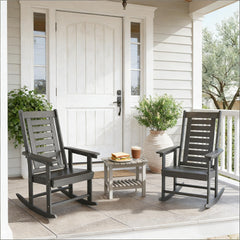Wide Armrests Chairs,2 Pieces Outdoor Rocking Chairs