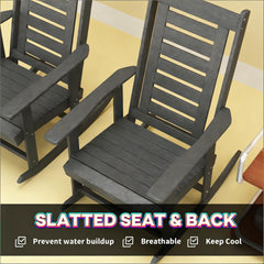 Wide Armrests Chairs,2 Pieces Outdoor Rocking Chairs