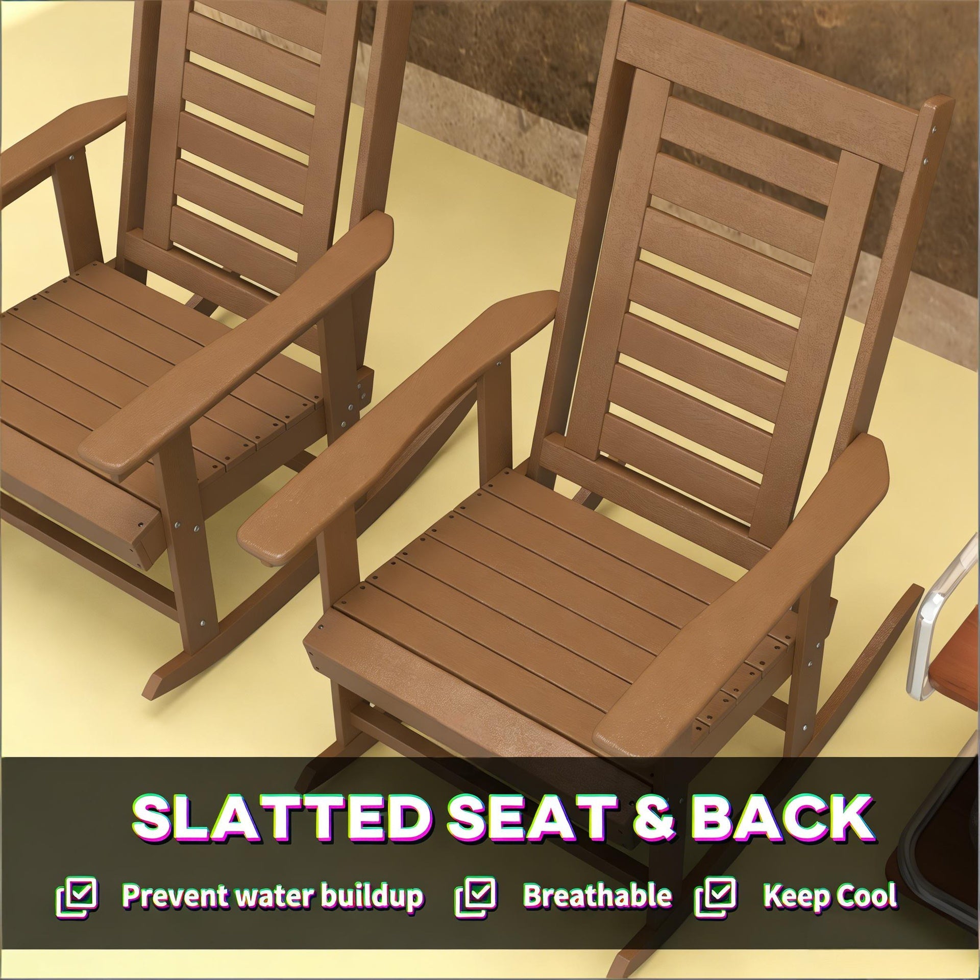 High Back Chairs,2 Pieces Outdoor Rocking Chairs