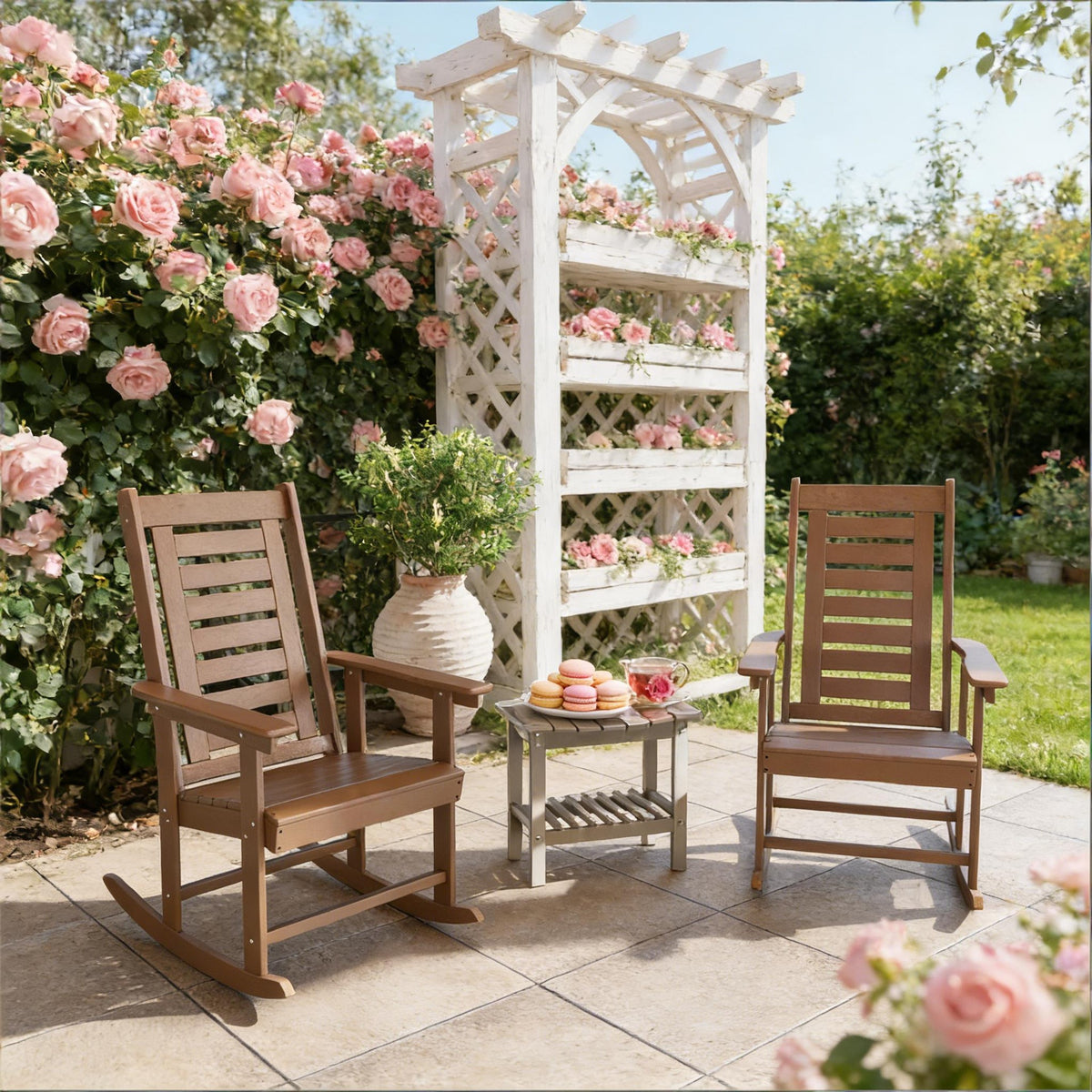 High Back Chairs,2 Pieces Outdoor Rocking Chairs