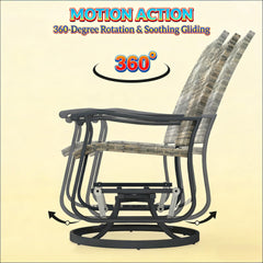 Outdoor Glider Chair,Wicker Rattan Swivel Chair Set