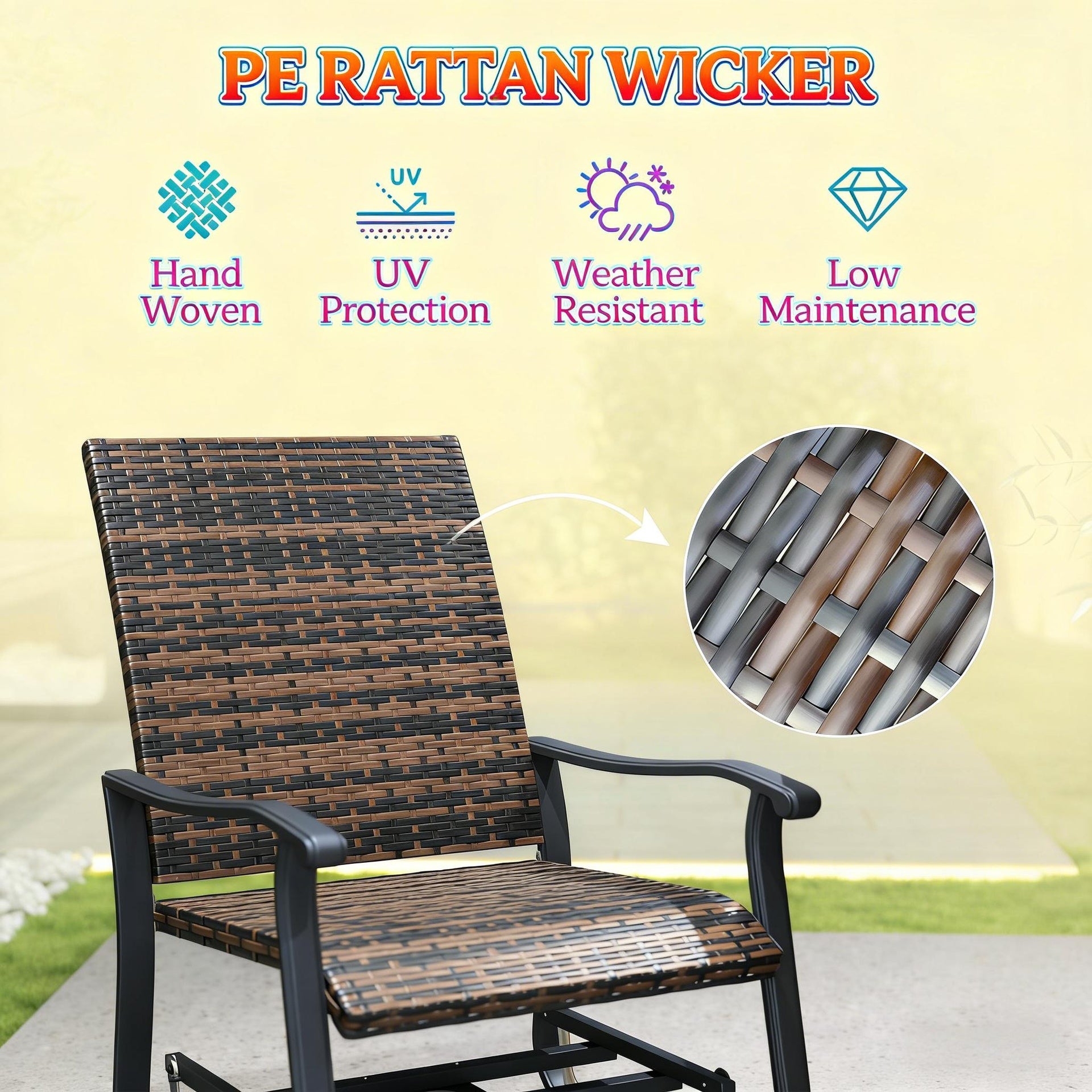 Outdoor Chair,Wicker Rattan Swivel Chair Set