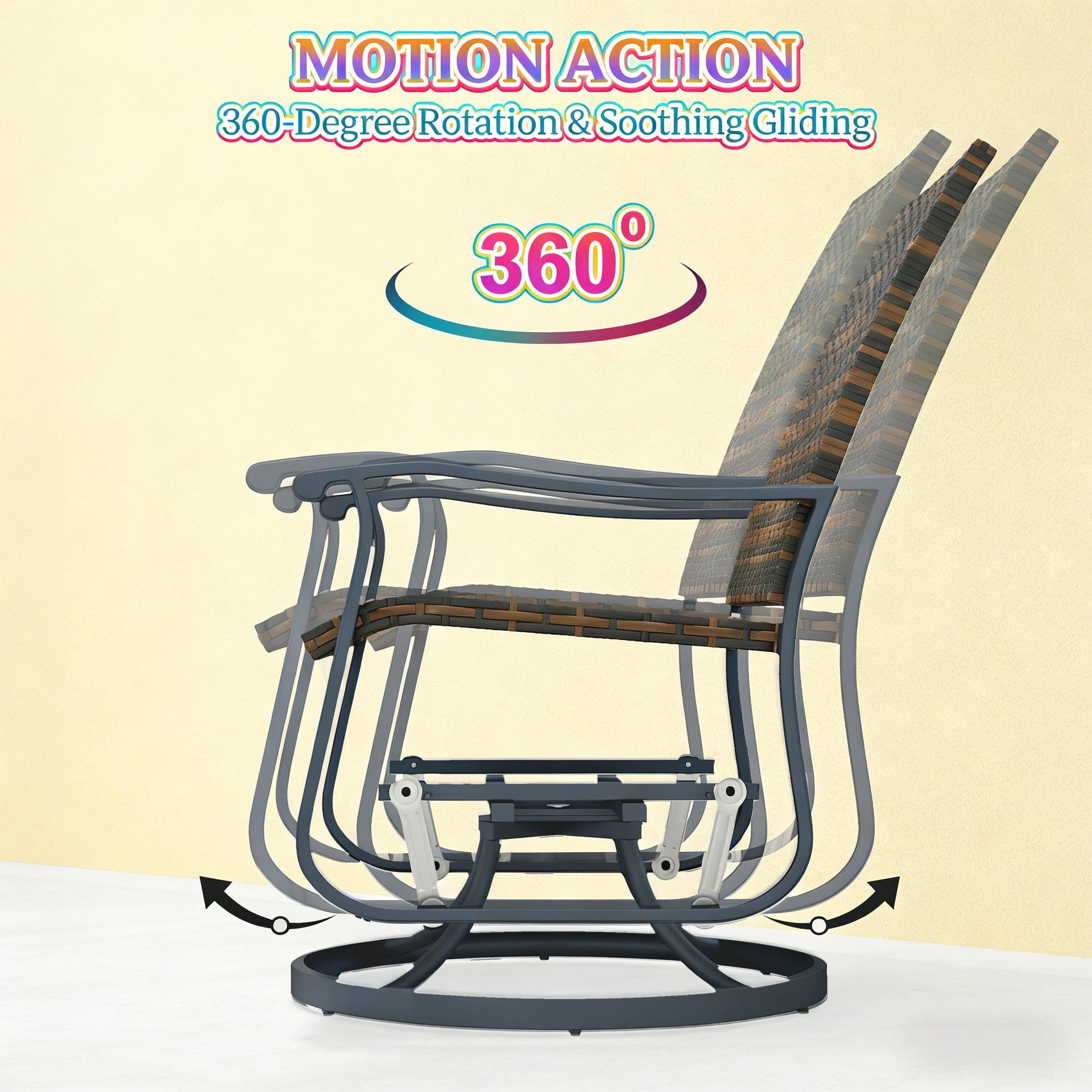 Outdoor Chair,Wicker Rattan Swivel Chair Set