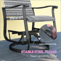 Outdoor Gray Chair,Wicker Rattan Swivel Chair Set