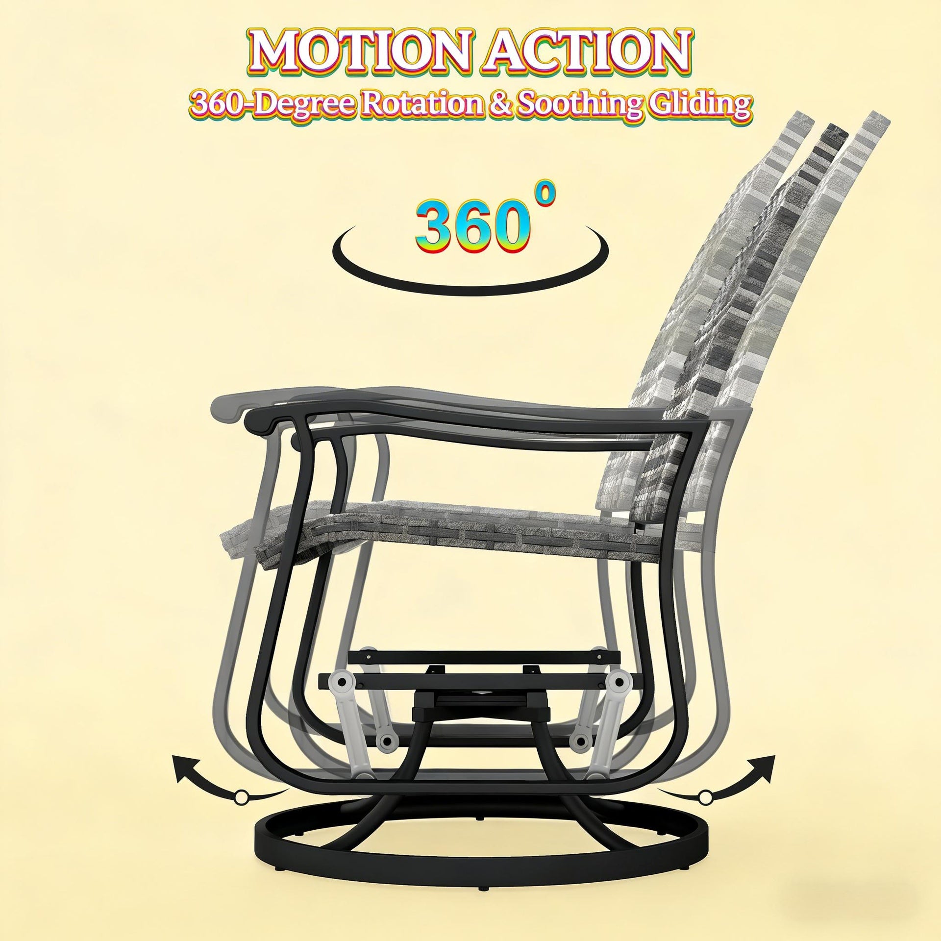 Outdoor Gray Chair,Wicker Rattan Swivel Chair Set