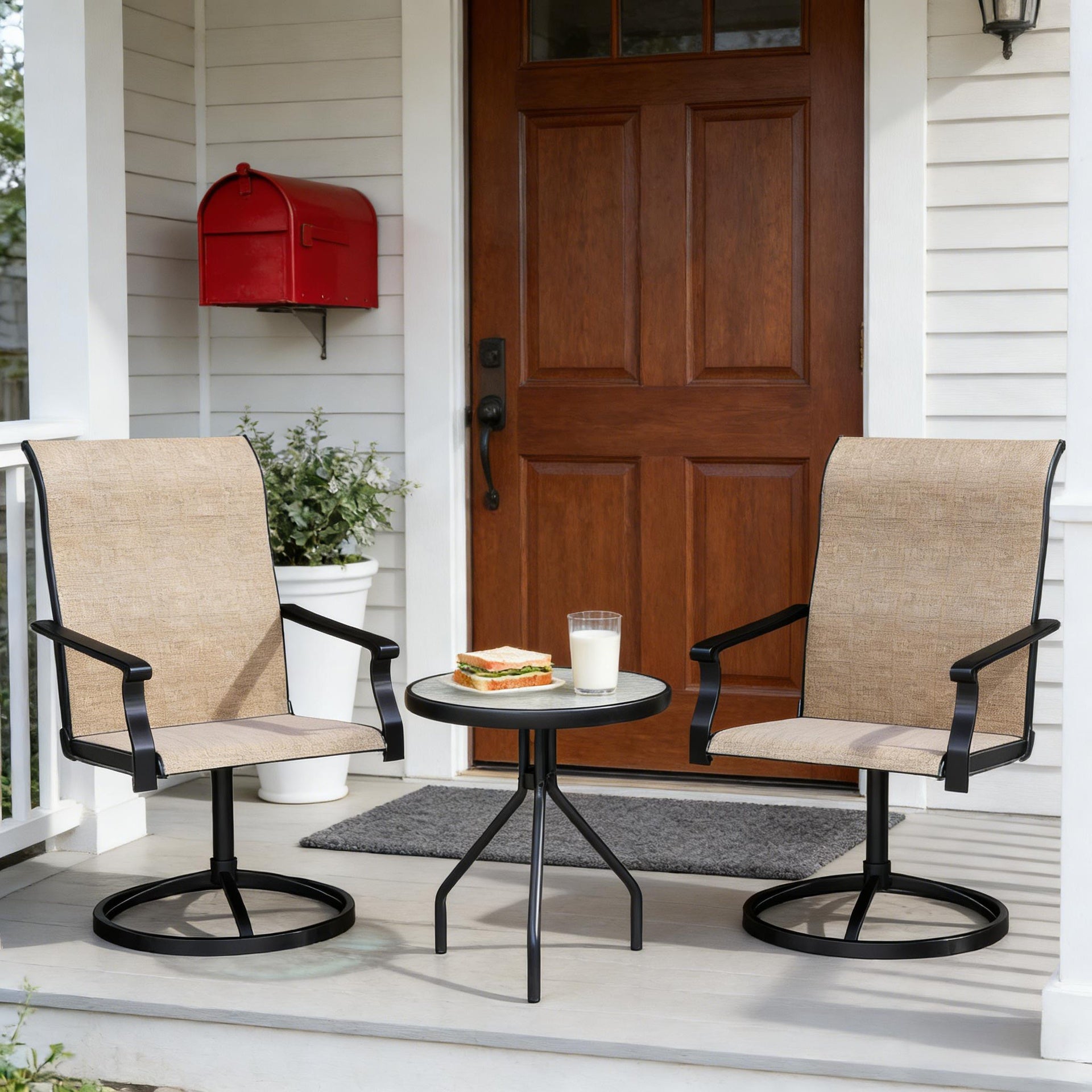 High Back Outdoor Chairs,Swivel Chairs Set of 2