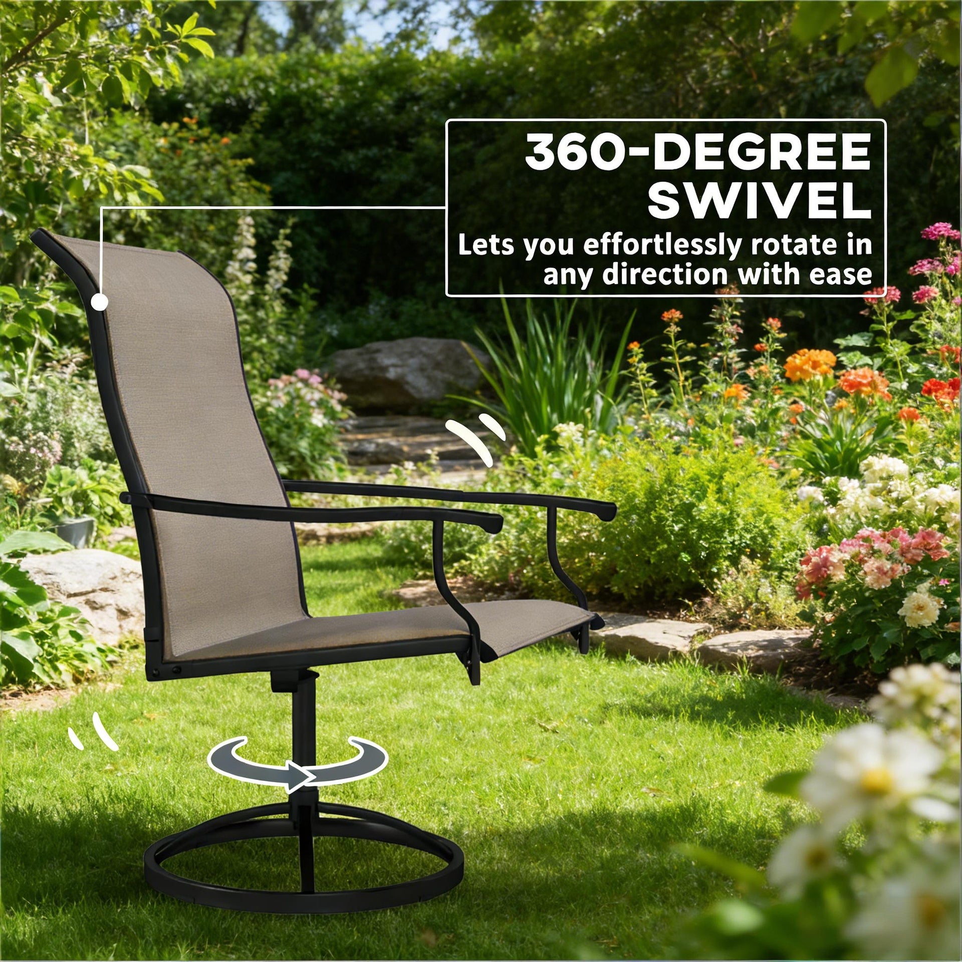 High Back Outdoor Chairs,Swivel Chairs Set of 2