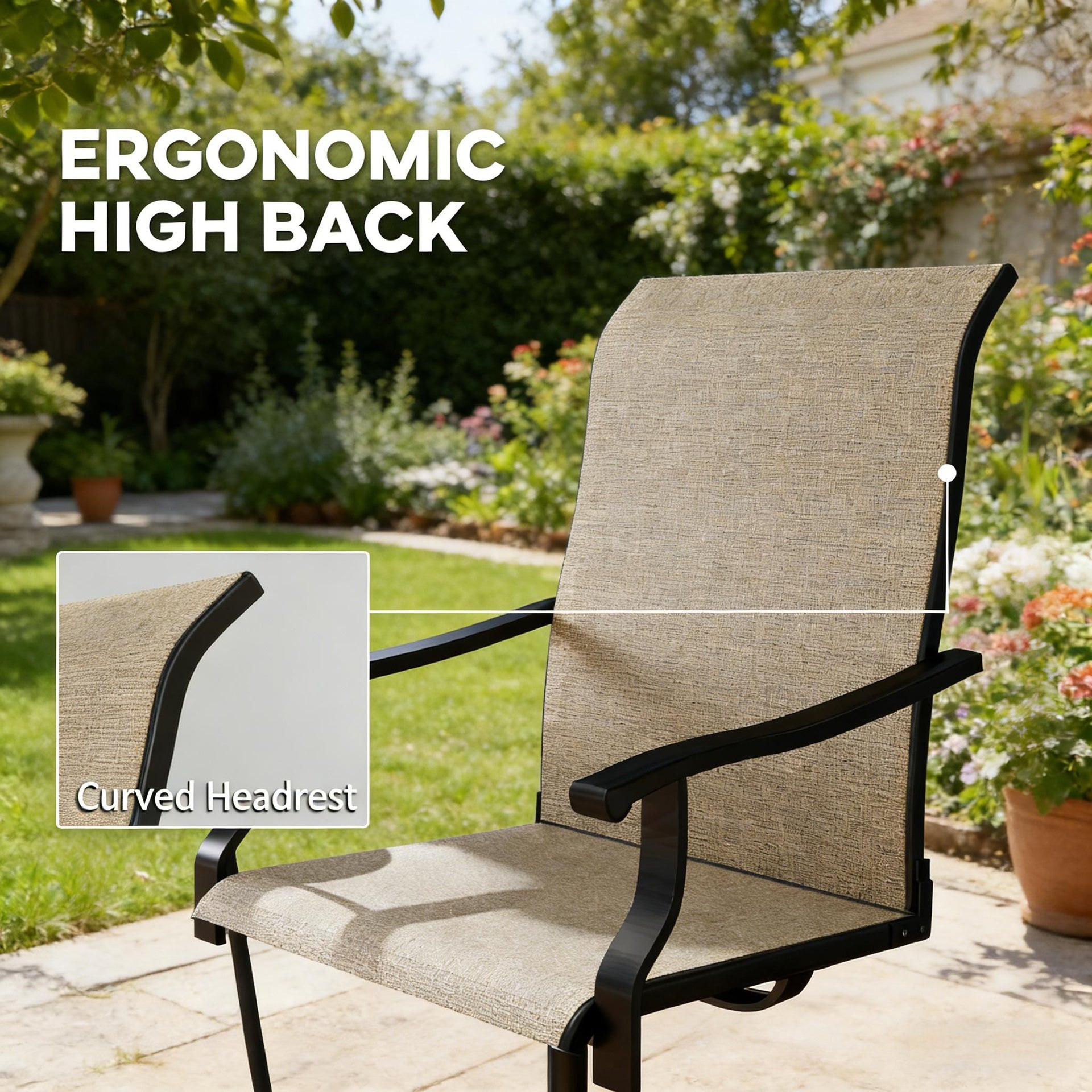 High Back Outdoor Chairs,Swivel Chairs Set of 2