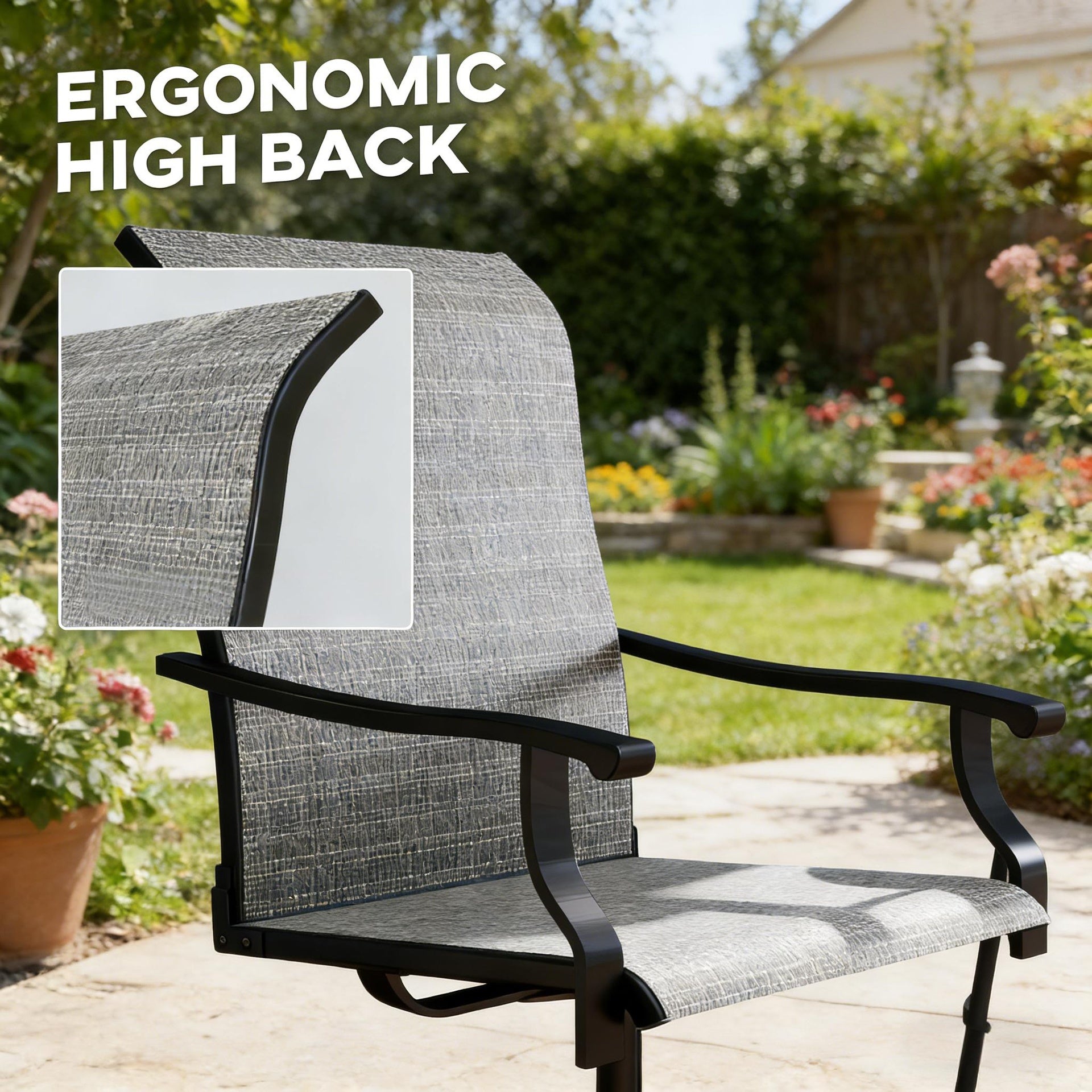 Outdoor Gray Chairs,Swivel Chairs Set of 2