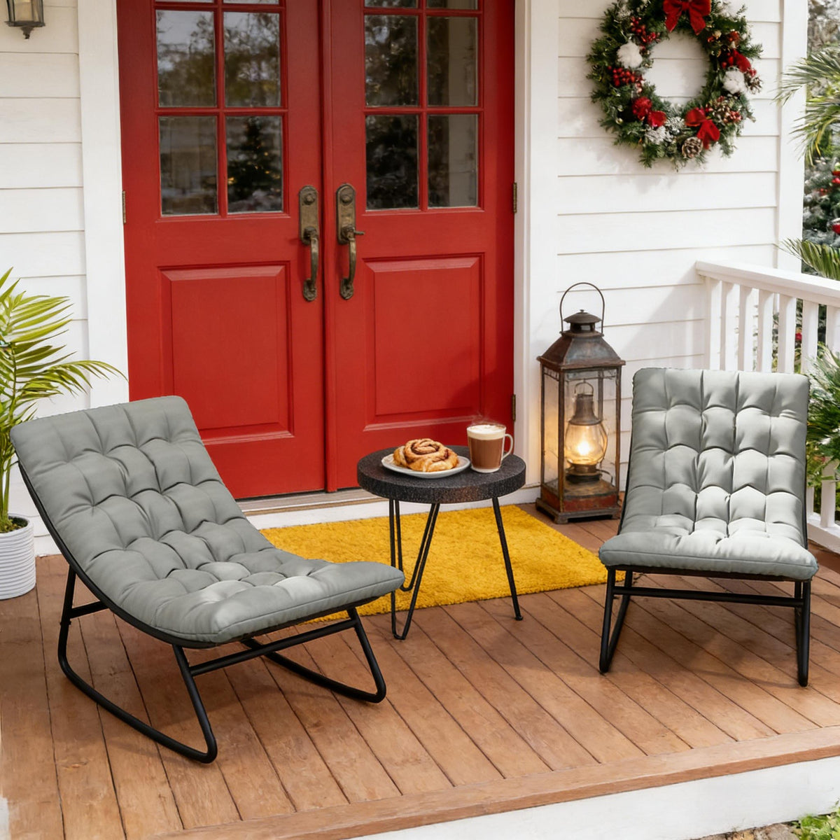 Porch Chairs,2 Pieces Outdoor Rocking Chairs