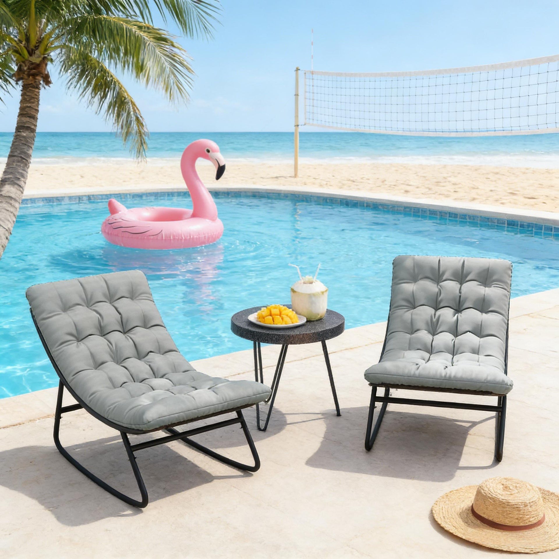 Porch Chairs,2 Pieces Outdoor Rocking Chairs