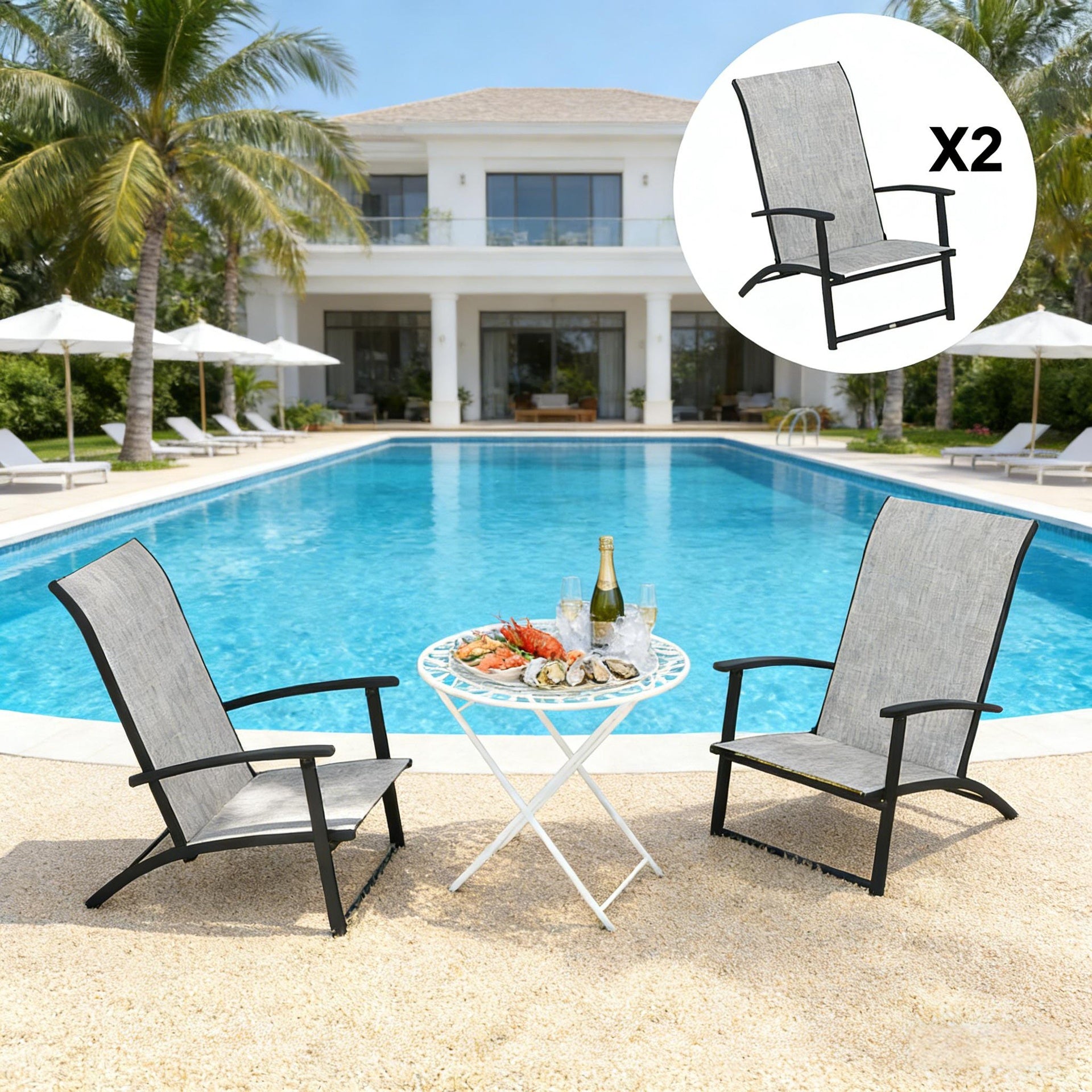 Folding Chairs,Set of 2 Outdoor Dining Chairs