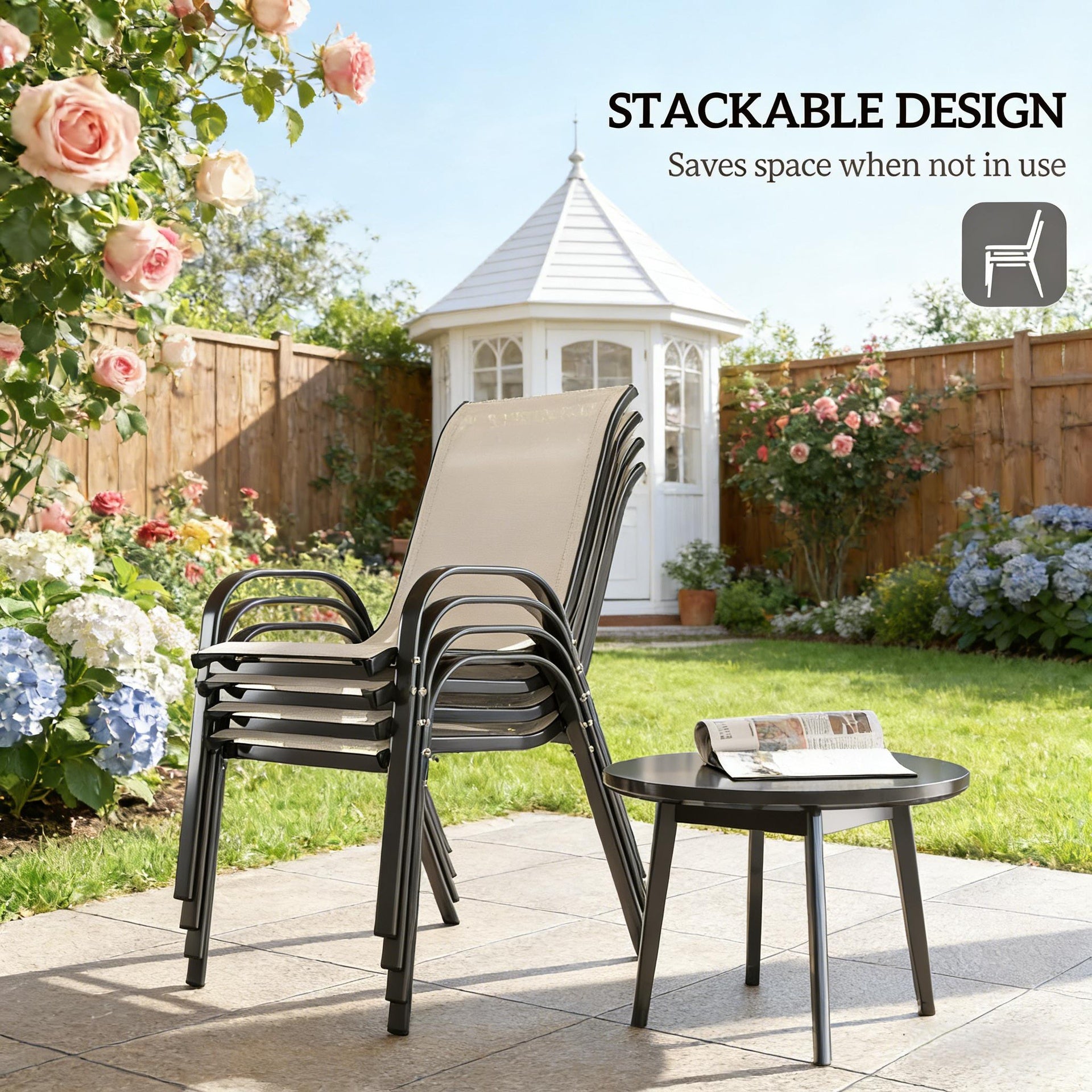 Outdoor Chairs Set of 4,Stackable Chairs