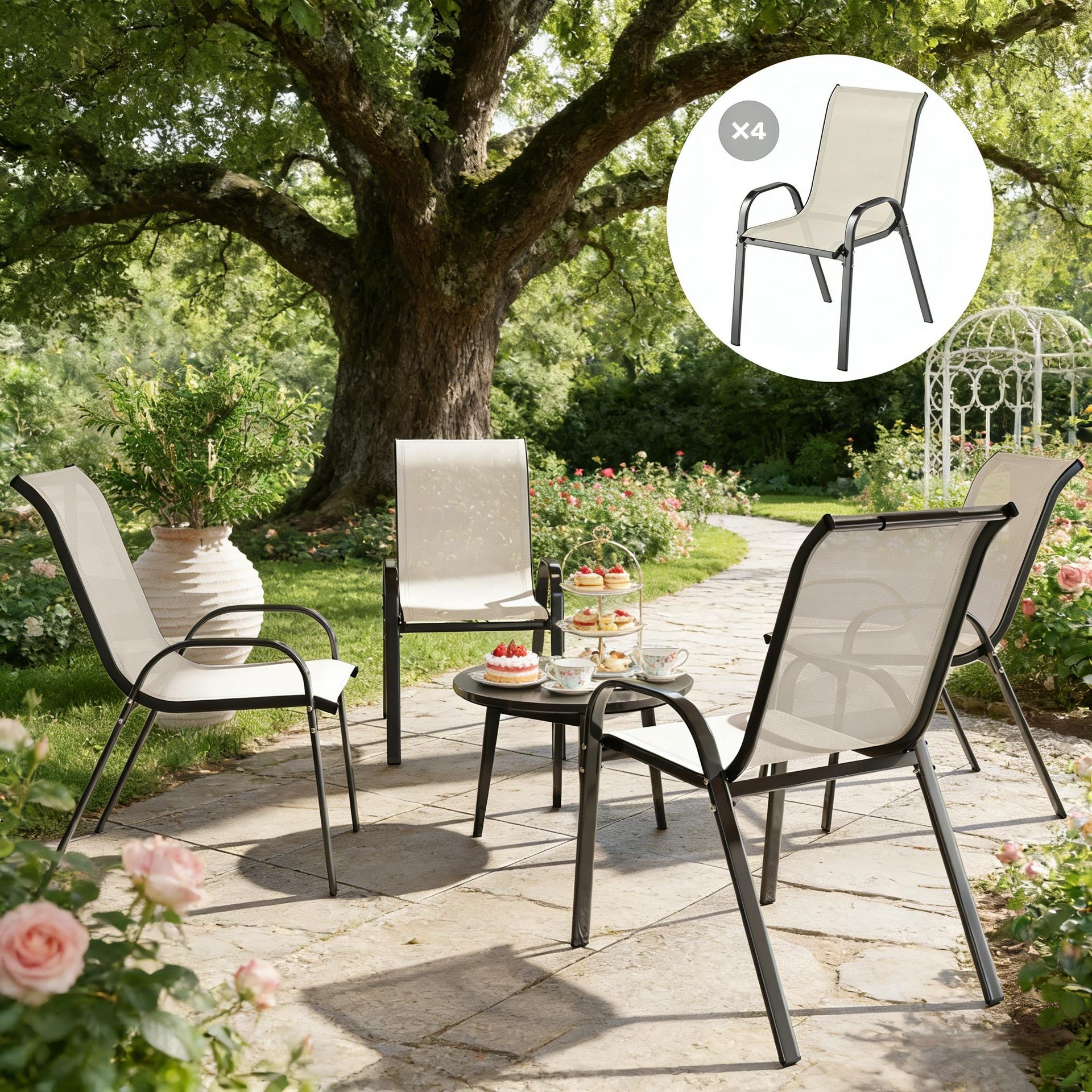 Outdoor Chairs Set of 4,Stackable Chairs