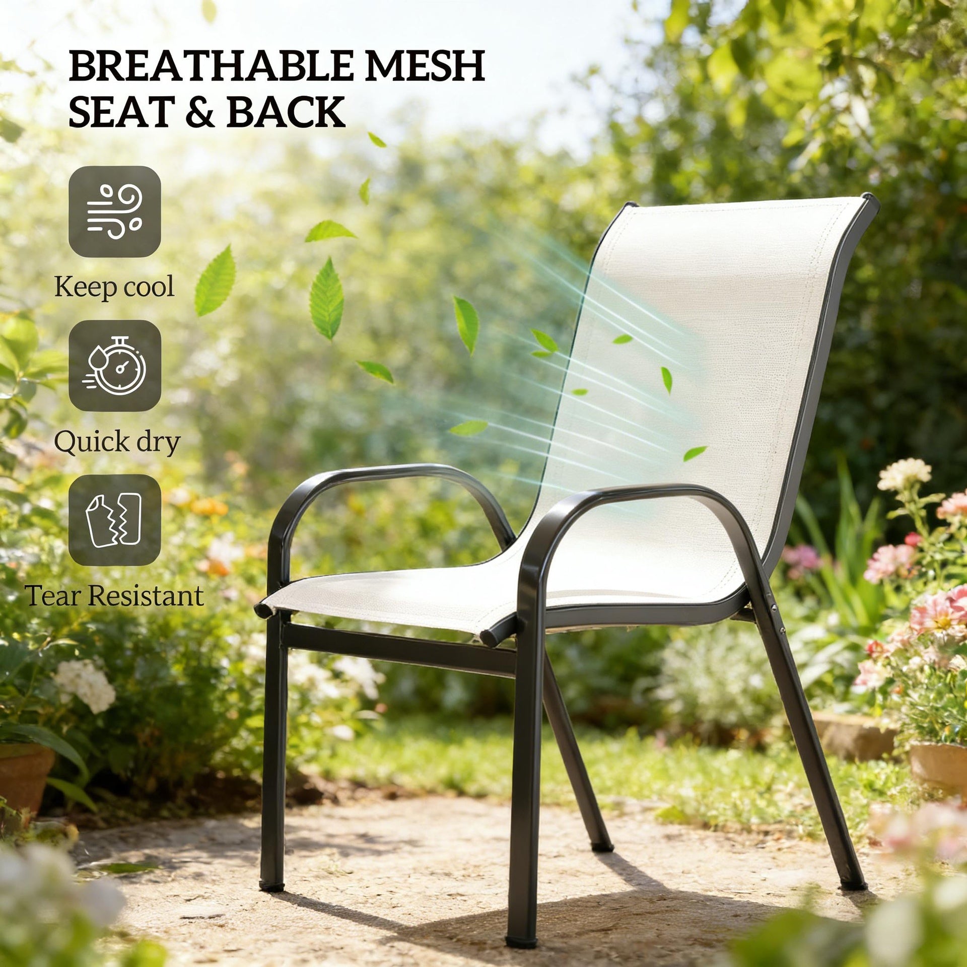 Outdoor Chairs Set of 4,Stackable Chairs