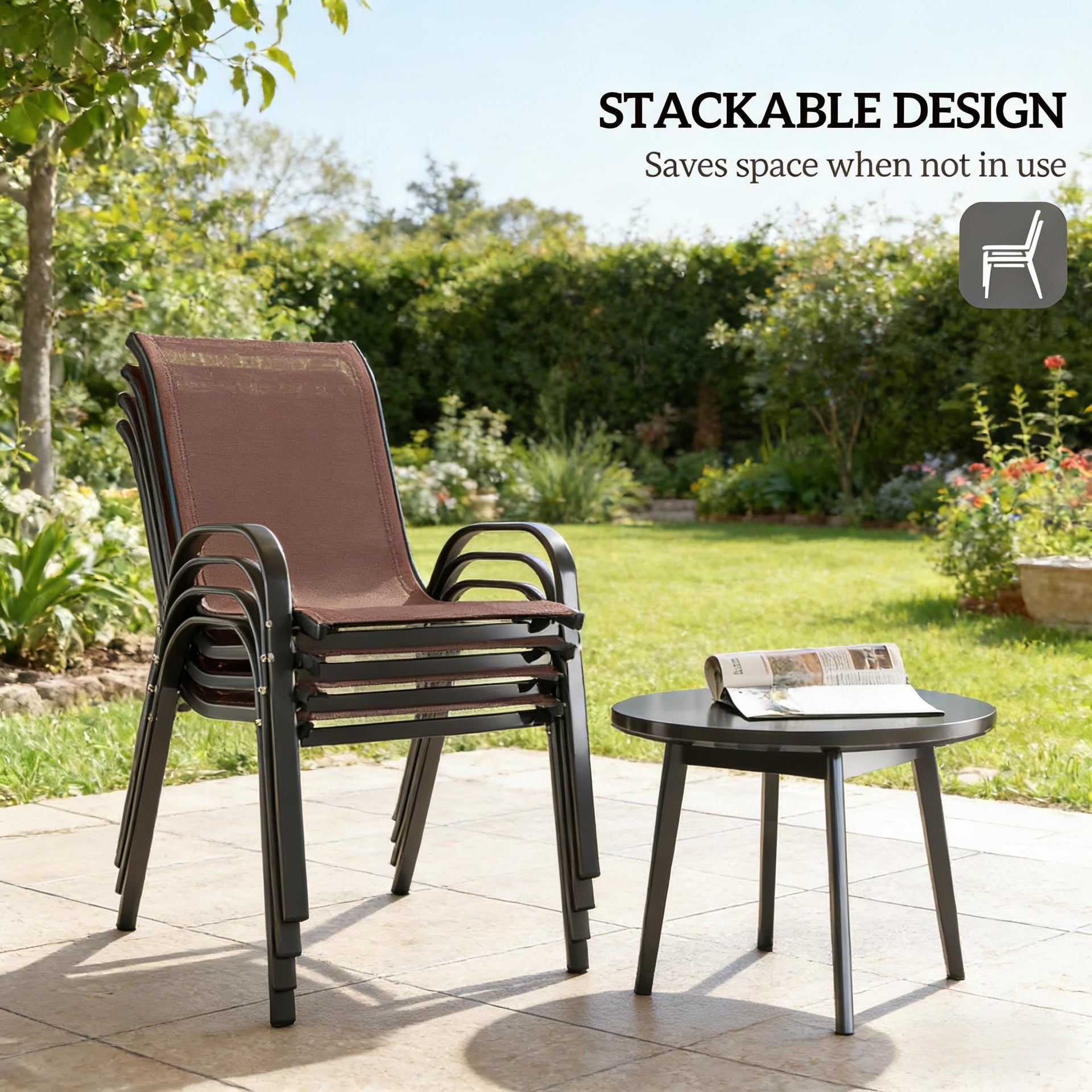 Outdoor Mesh Chairs Set of 4,Stackable Chairs