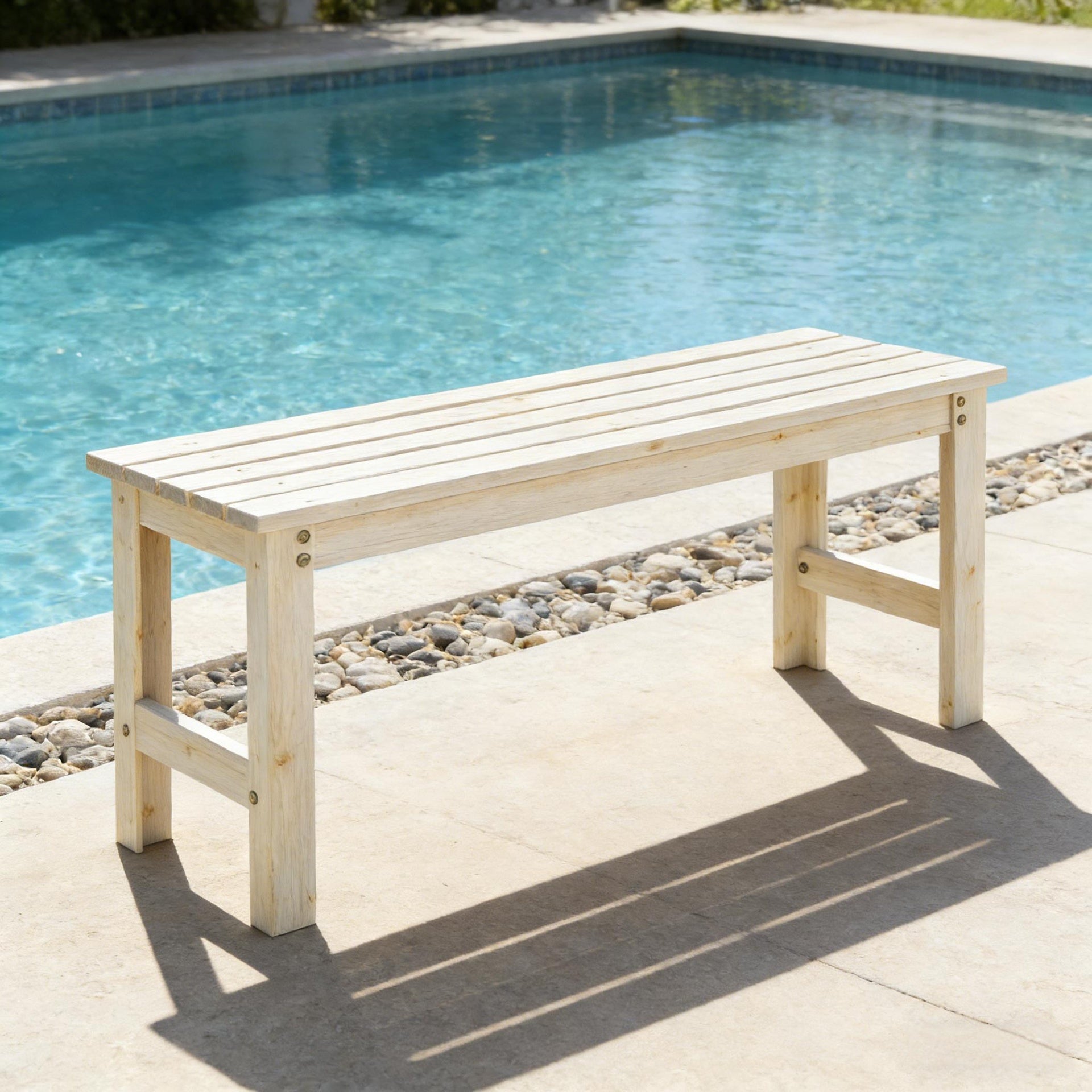 Backless Slatted Bench,Wood Outdoor Bench